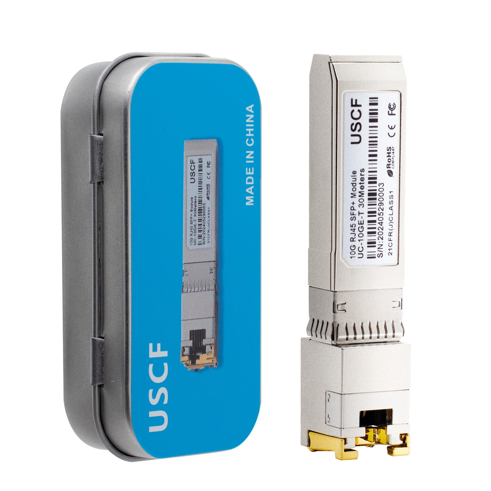Uscf 10G Sfp To Rj45 10Gb Ethernet Adapter, Uacc Cm Rj45 Mg Single Mode Sfp Module Cat.6A/7, Up To 30 Meters, For Ubiquiti,Unifi