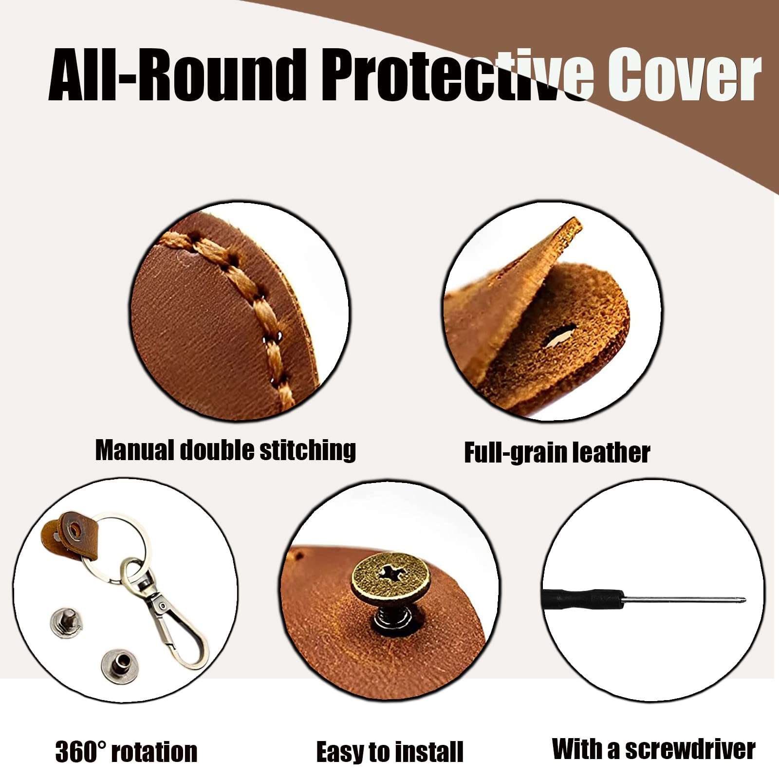 Airtag Holder Keychain Genuine Leather Airtag Keychain Holder 4 Pack,Handmade Air Tag Keychain Case Scratch Resistant Airtag Lea