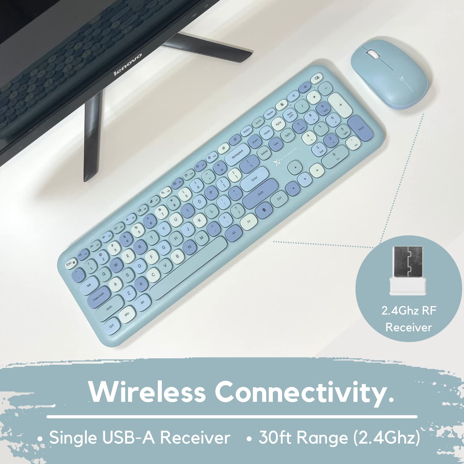 X9 Cute Keyboard And Mouse Combo   Transform Your Space With A Colorful Blue Wireless Keyboard And Mouse Retro Set (110 Keys And 18 Shortcuts)   Aesthetic Keyboard For Pc Computer, Laptop