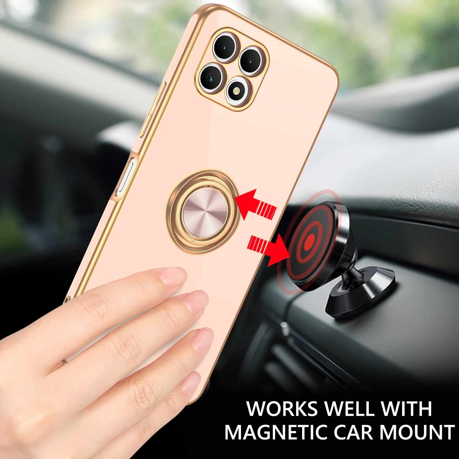 Guagua For T-Mobile Revvl 7 5G Case With 360 Ring Holder Kickstand Magnetic Car Mount Supported Slim Soft Tpu Shockproof Protect