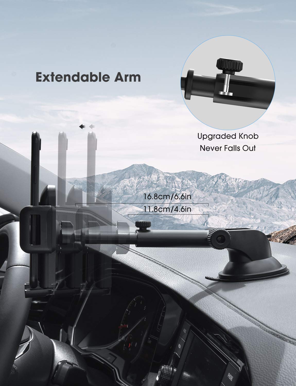 Vssmssa Phone Mount For Car,Car Phone Holder Mount With Strong Suction Cup Dashboard Windshield Phone Mount Compatible With Iphone 14 13 12 11 Pro Max, Galaxy Note 20 S20 S10 And More