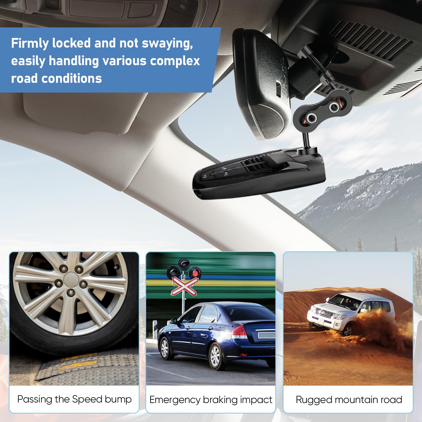 Xsaaczm Radar Detector Mount Rearview Mirror Bracket,Car Truck Mirror Radar Mount Bracket,Aluminum Rearview Mirror Rod Mount (Fo