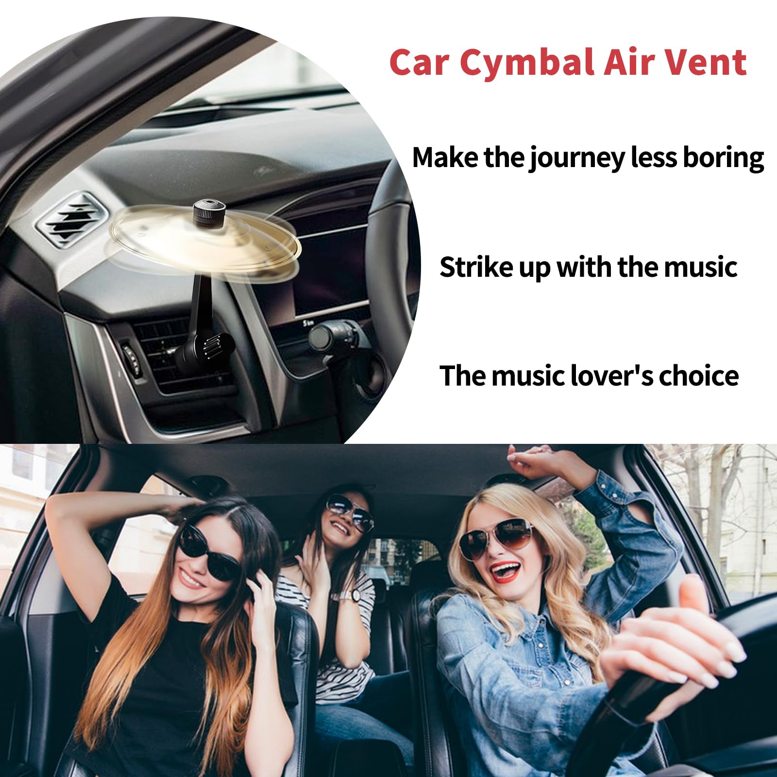 Car Cymbal Air Vent, Car Crash Cymbal, Drum Cymbal, Ingenious Design, Suitable For Various Car Air Vents, For Music Lovers, Gold