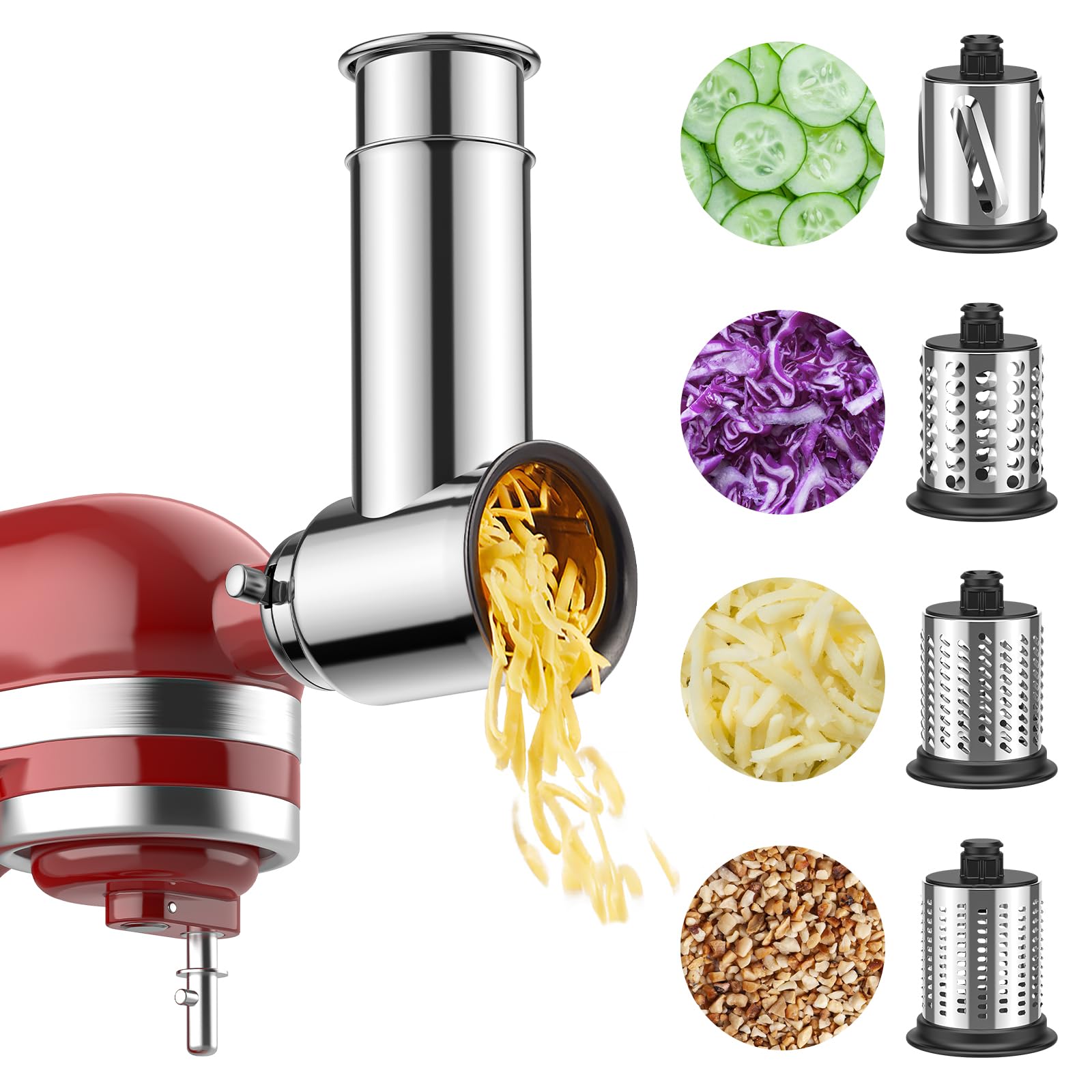 Stainless Steel Slicer Shredder Attachment For Kitchenaid Stand Mixer, Salad Maker With Grinding Powder As Kitchen Aid Shredder
