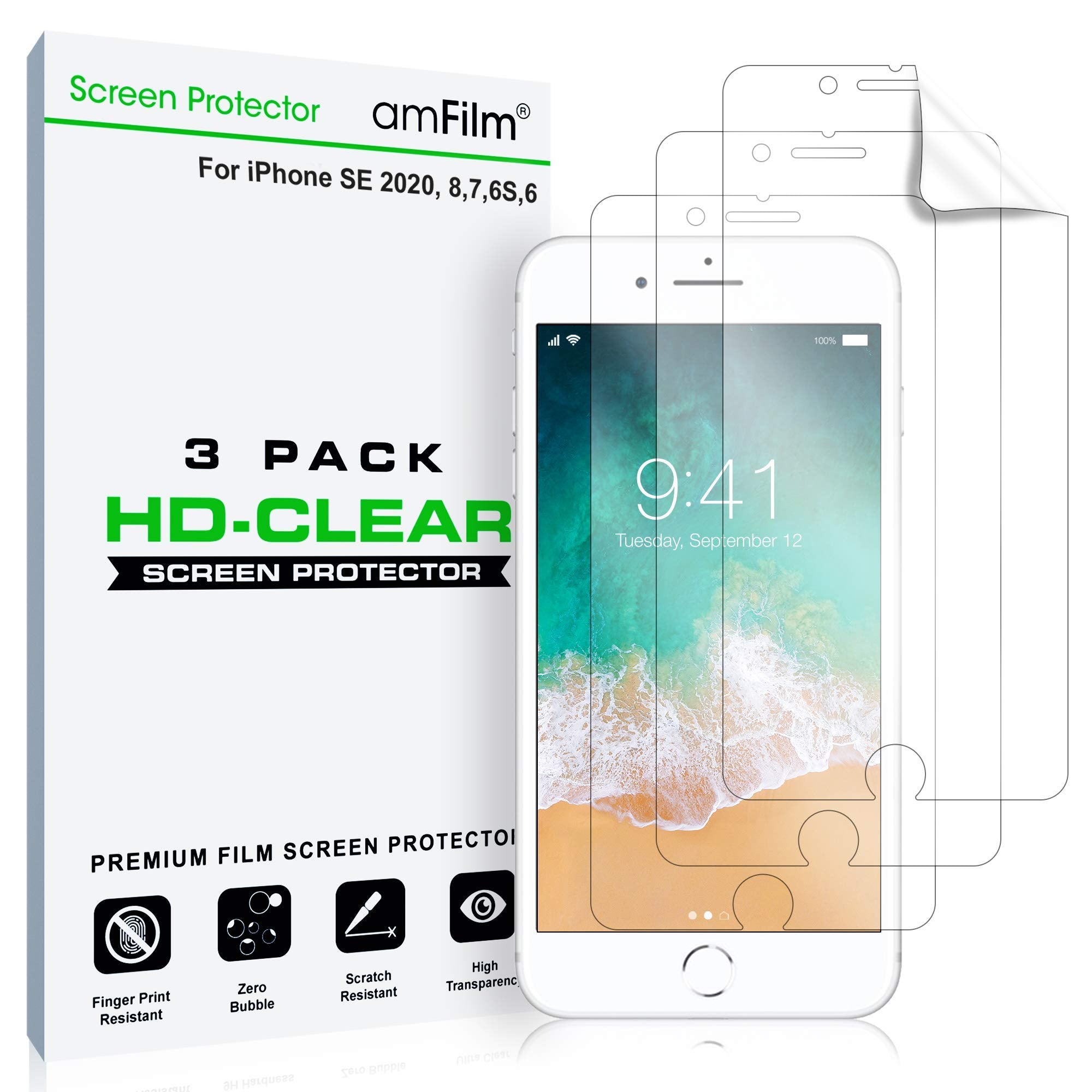 Amfilm Screen Protector For Apple Iphone Se 2 (2020 2Nd)/ Se 3 (2022 3Rd), Iphone 8,7, 6S And 6 Hd Clear, Flex Film, Case Friend