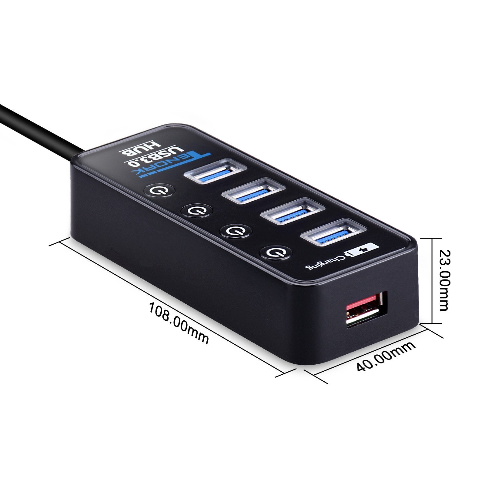 Usb 3.0 Hub - Tendak Usb Hub With 4 Usb 3.0 Data Ports + 1 Usb Smart Charging Port And Power Supply Adapter With Individual On/O