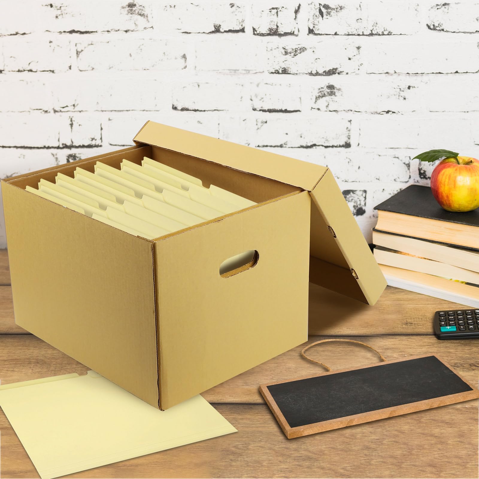 Lineco, Archival Storage Cartons, Ready To Assemble, For Documents Or Photos, Acid Free, Buffered Corrugated Board, 12 X 15 X 10 In, Tan, Pack Of 5