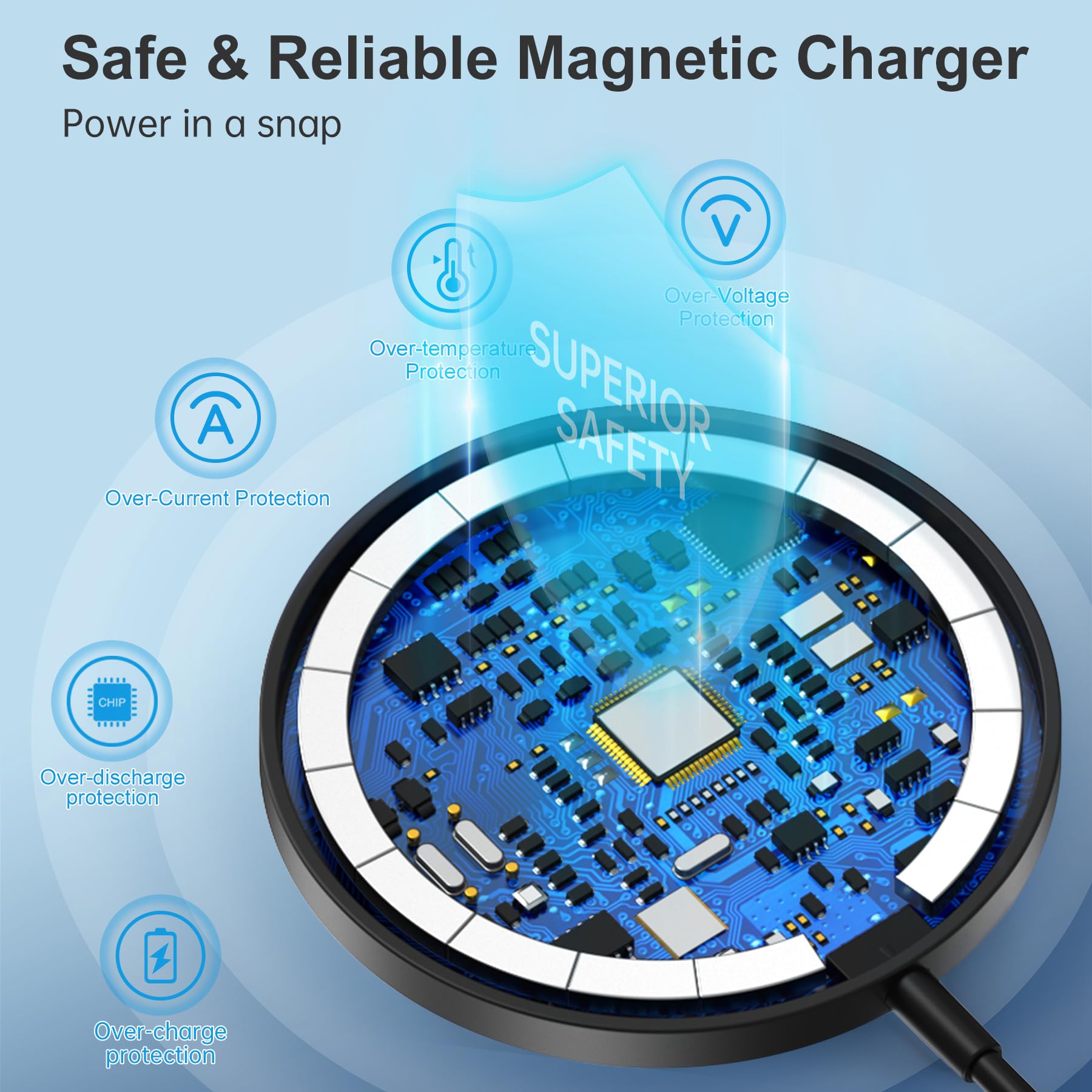 Magnetic Wireless Charger With Aluminum Charging Pad Stand Compatible With Iphone 16/15/14/13/12 Series,20W Pd Charger&5Ft Cable