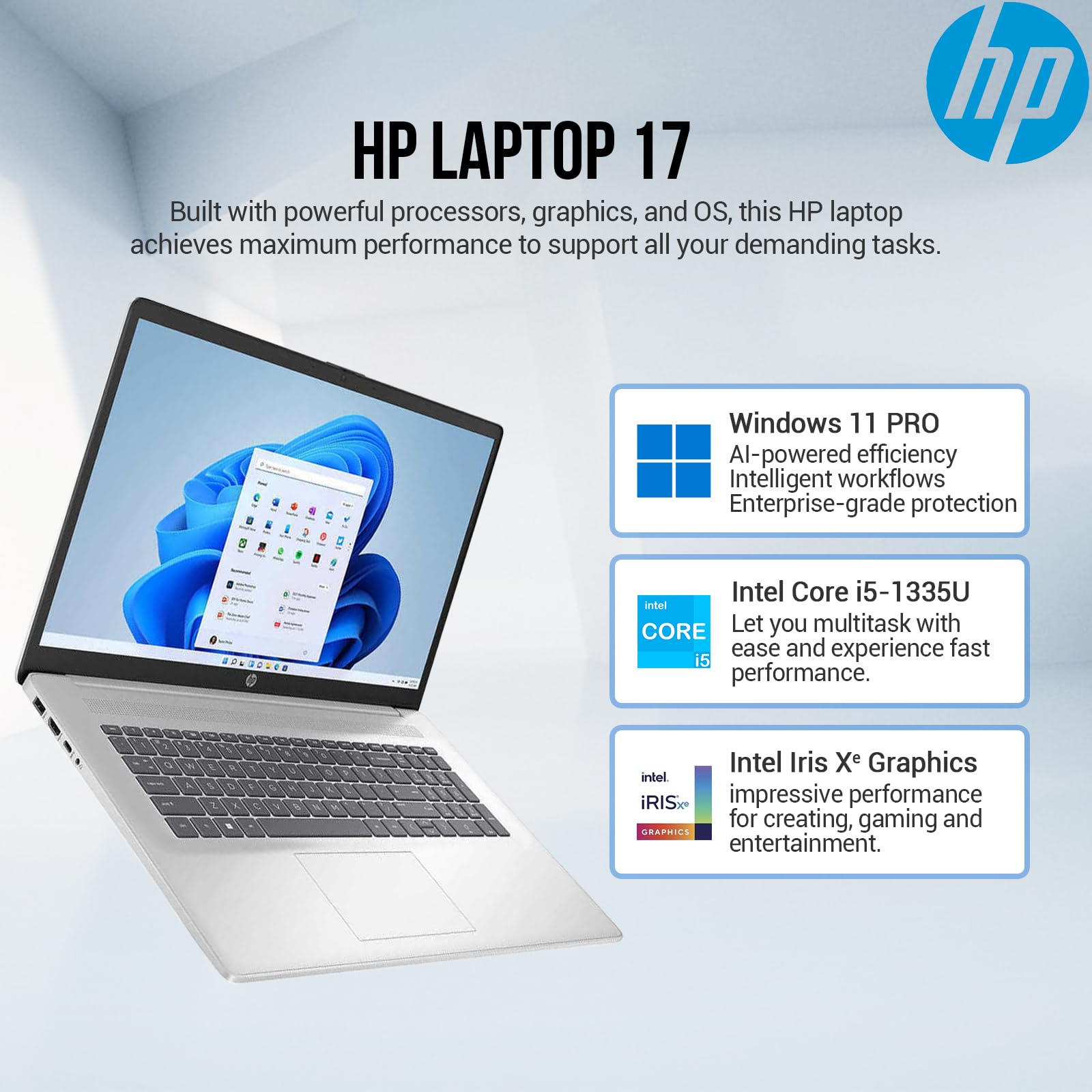 Hp 17 Inch Laptop Computer, Business Laptop 17.3 Fhd Ips, Intel Core I5 Laptop Pc, Lifetime Microsoft Office Included, 16Gb Ram