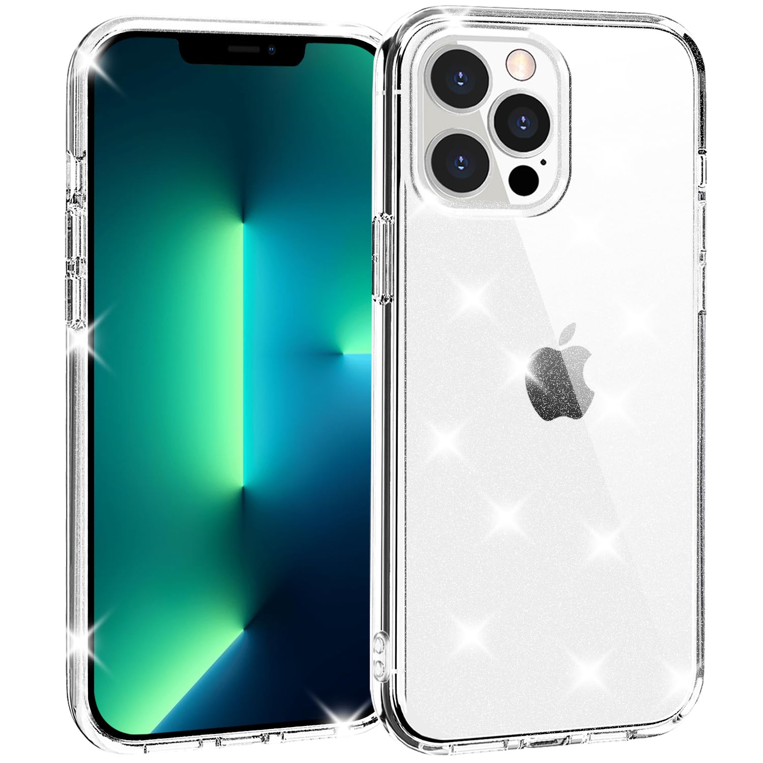 Tenoc Phone Case Compatible With Iphone 13 Pro Max, Glitter Case Clear Sparkling Protective Bumper Cute Cover For Girls Women