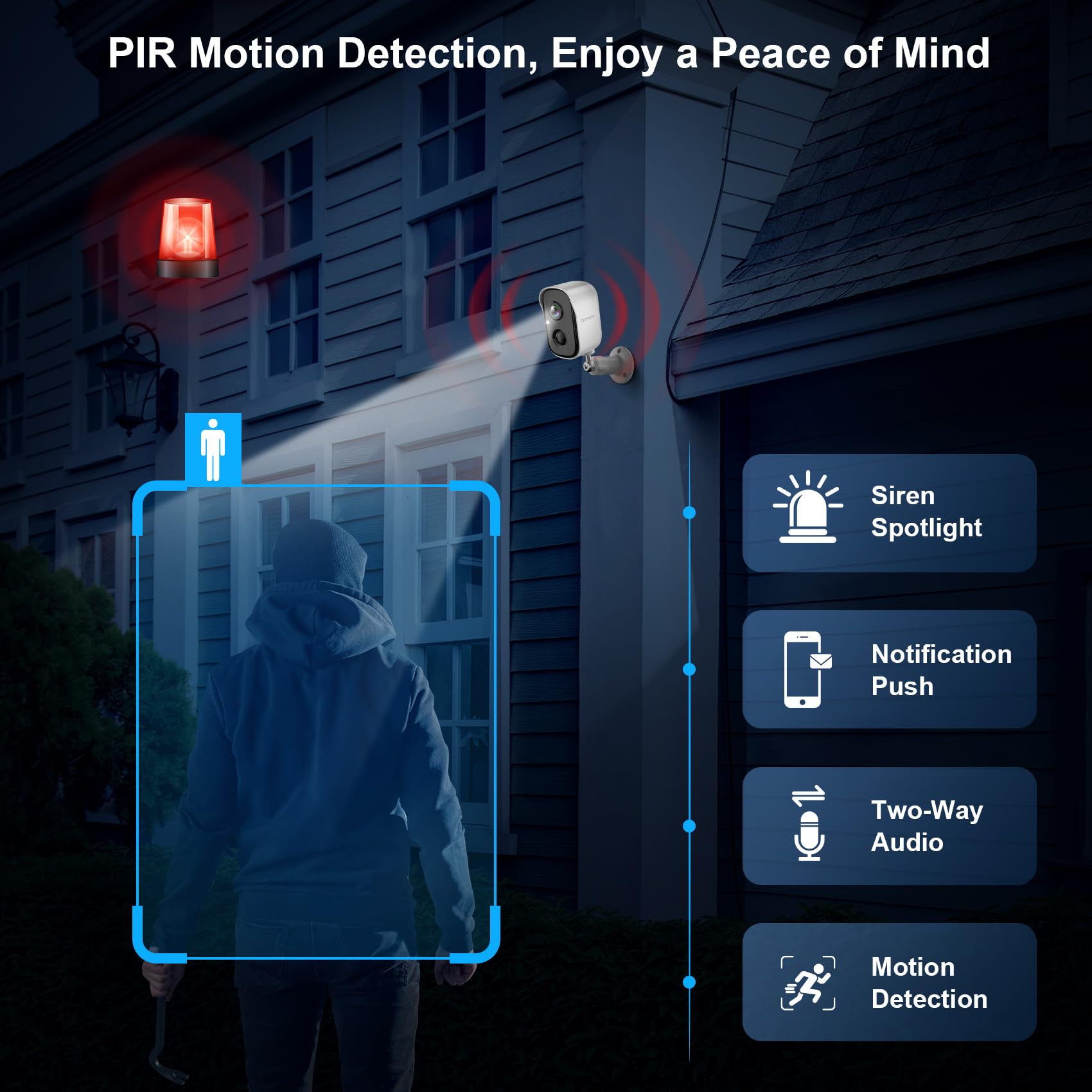 Security Cameras Wireless Outdoor, 2K Battery Powered Wifi Cameras For Home Security With Ai Motion Detection, Color Night Visio