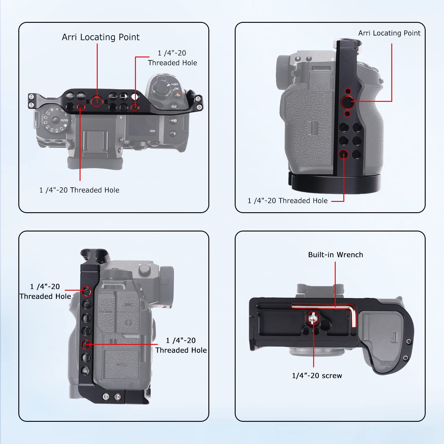 Foto4Easy Aluminum Alloy X-H2 X-H2S Cage For Fujifilm X-H2&X-H2S Mirrorless Digital Camera Body,Camera Rig With Nato Rails, Quic