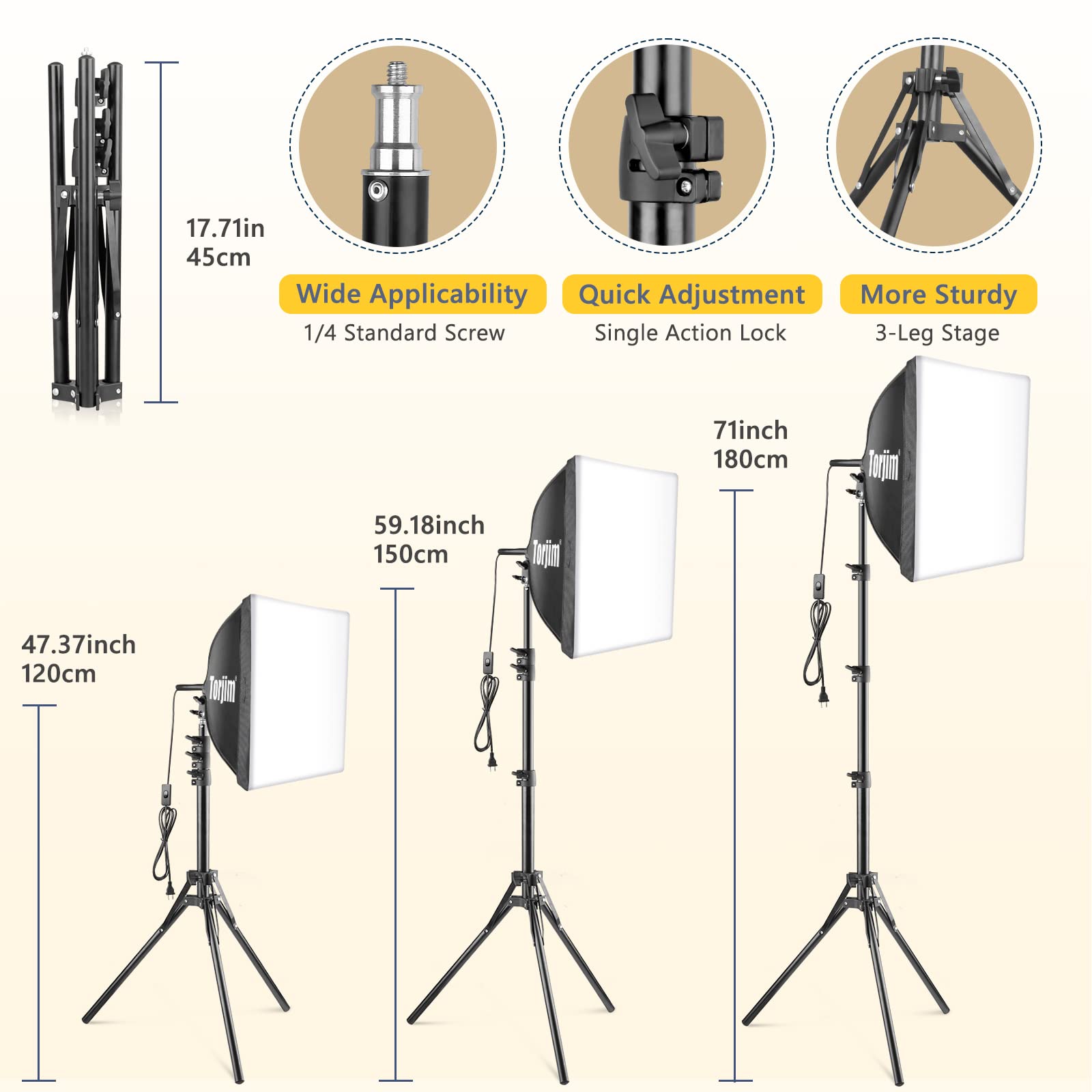 Torjim Softbox Photography Lighting Kit, 16'' X 16'' Professional Softbox Lighting Kit With 85W 3000 7500K Led Bulbs, Studio Lig