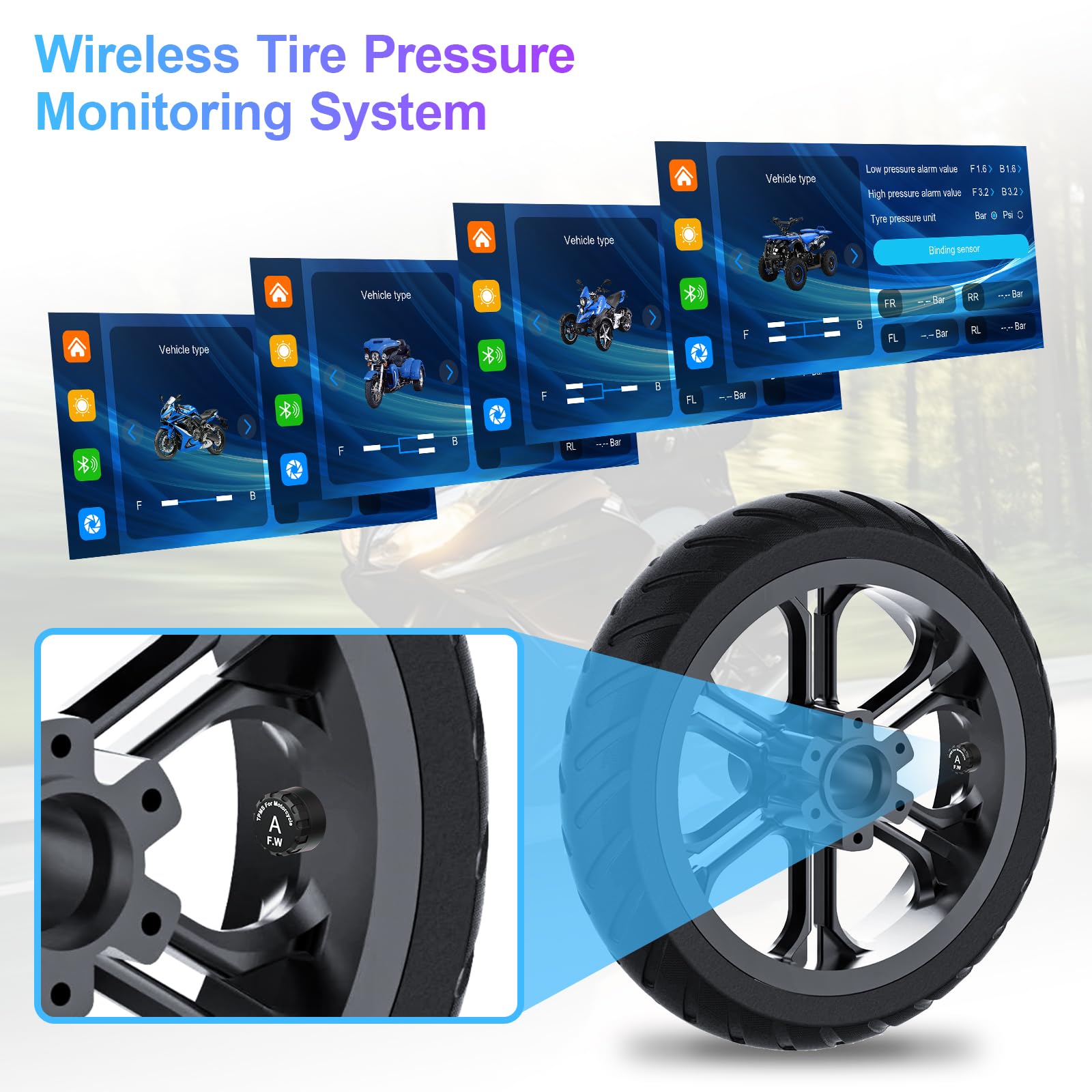 Tenbaba 6.25 Motorcycle Carplay& Android Auto, Motorcycle Dash Cam, Motorbike Tpms, Motorbike Gps Navigation System, Ip67 Waterp