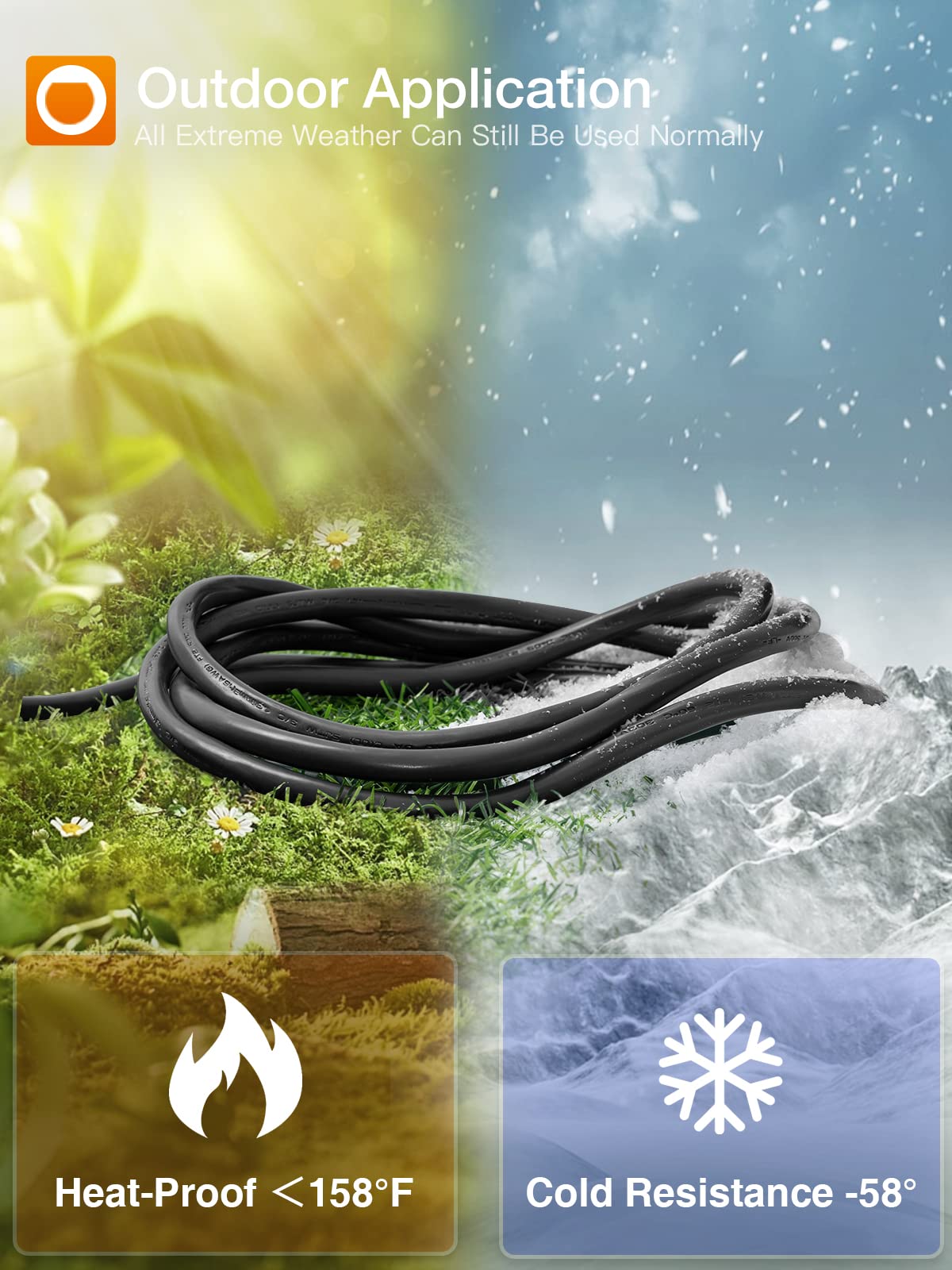 Addlon Flexible Extension Cord, Water&Weatherproof Outdoor Extension Cord 50Ft With Covers, Heavy Duty Extension Cord For Indoor