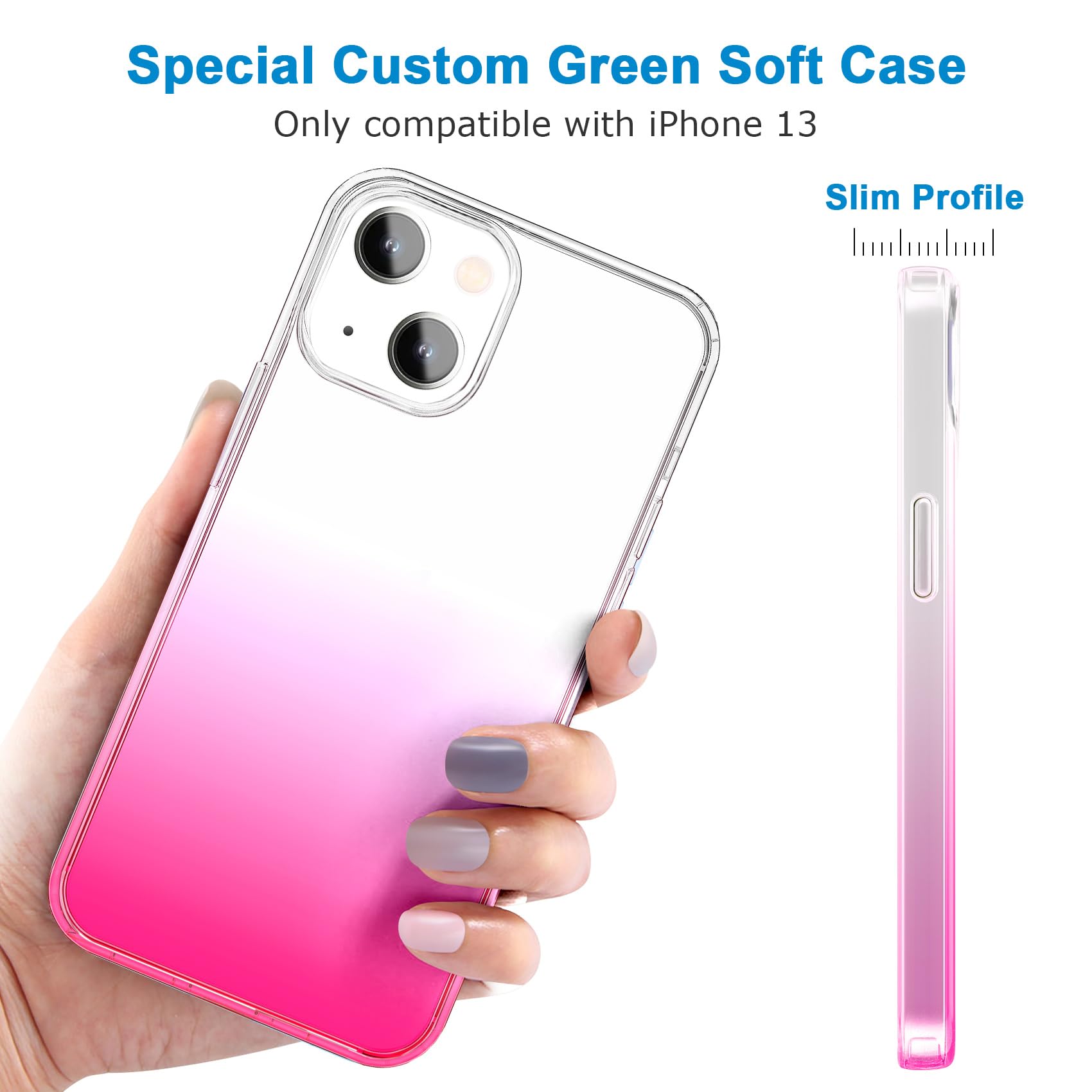 Jjgoo Compatible With Iphone 13 Case Clear Soft Transparent Shockproof Protective Slim Thin Bumper Phone Cover, Gradient Pink