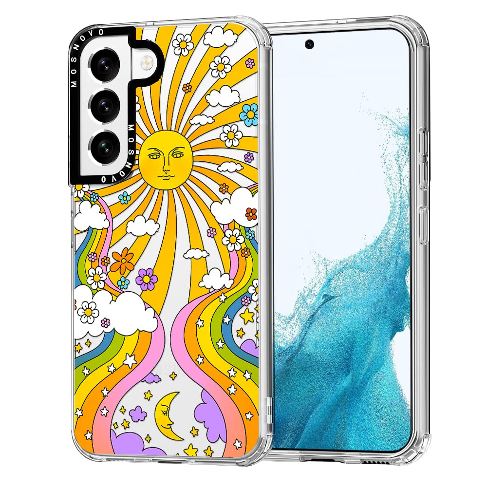 Mosnovo Galaxy S22 Case, 70'S Psychedelic Groovy Art Clear Design Transparent Plastic Hard Back Case With Tpu Bumper Protective
