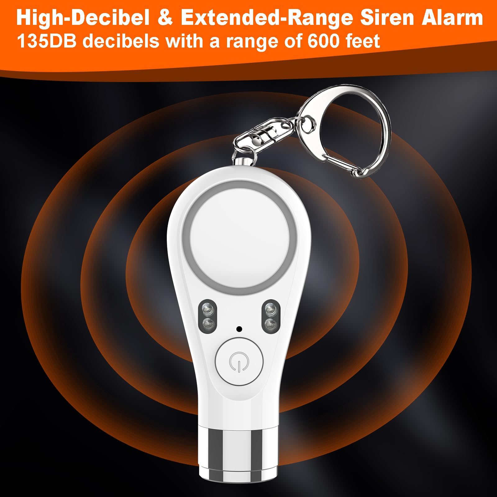 Fuvision Personal Keychain Alarm For Women,Safety Alarm For Kids,Adults,Seniors,135Db Siren Alarm Self Defense With Red And Blue Warming Lights,Sos Emergency And Strobe Led Flashlight(Pink) (White)