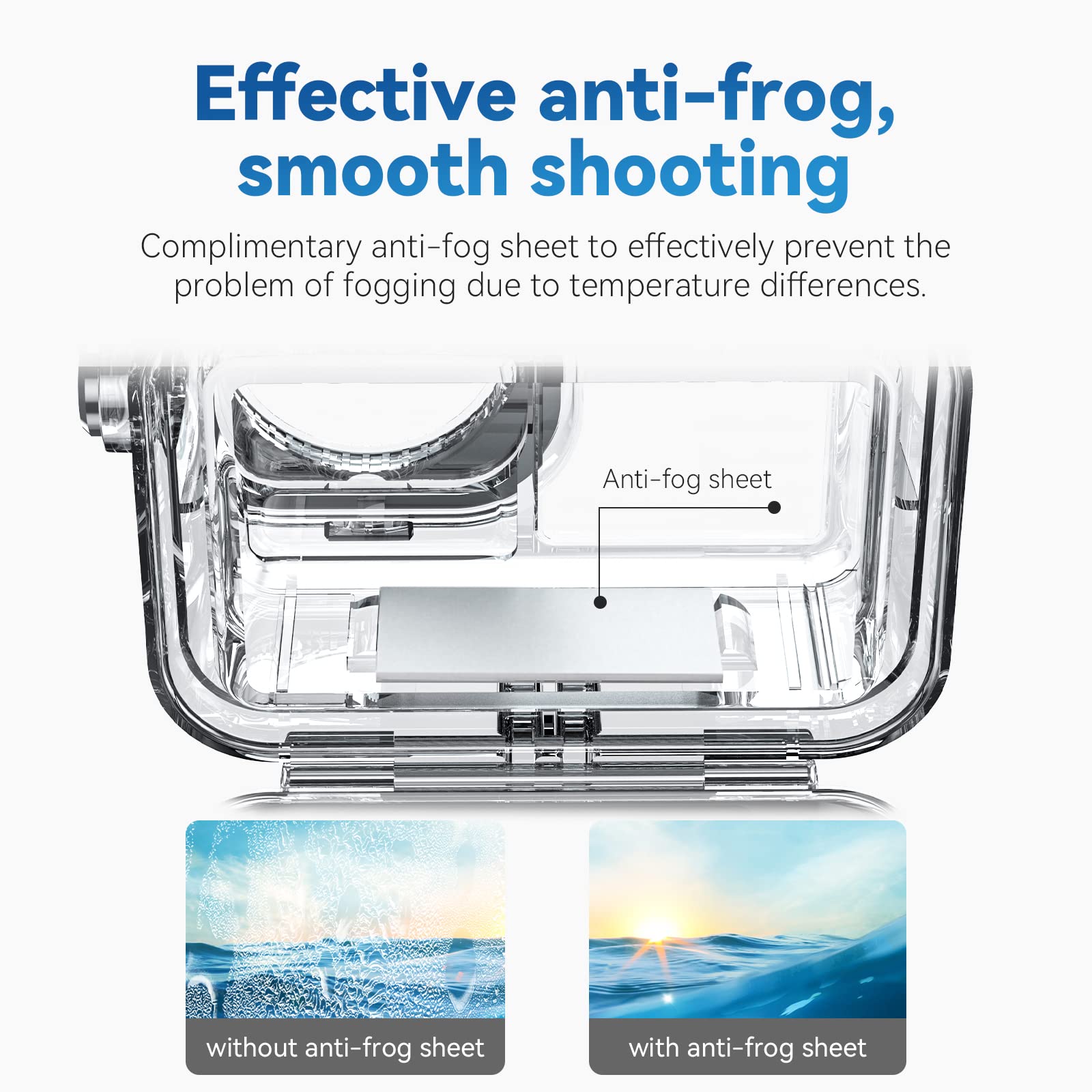 Telesin Waterproof Case For Dji Action 4 Action 3 Camera Accessories, With Anti Fog Underwater Housing Shell Cage Supports 45M/1