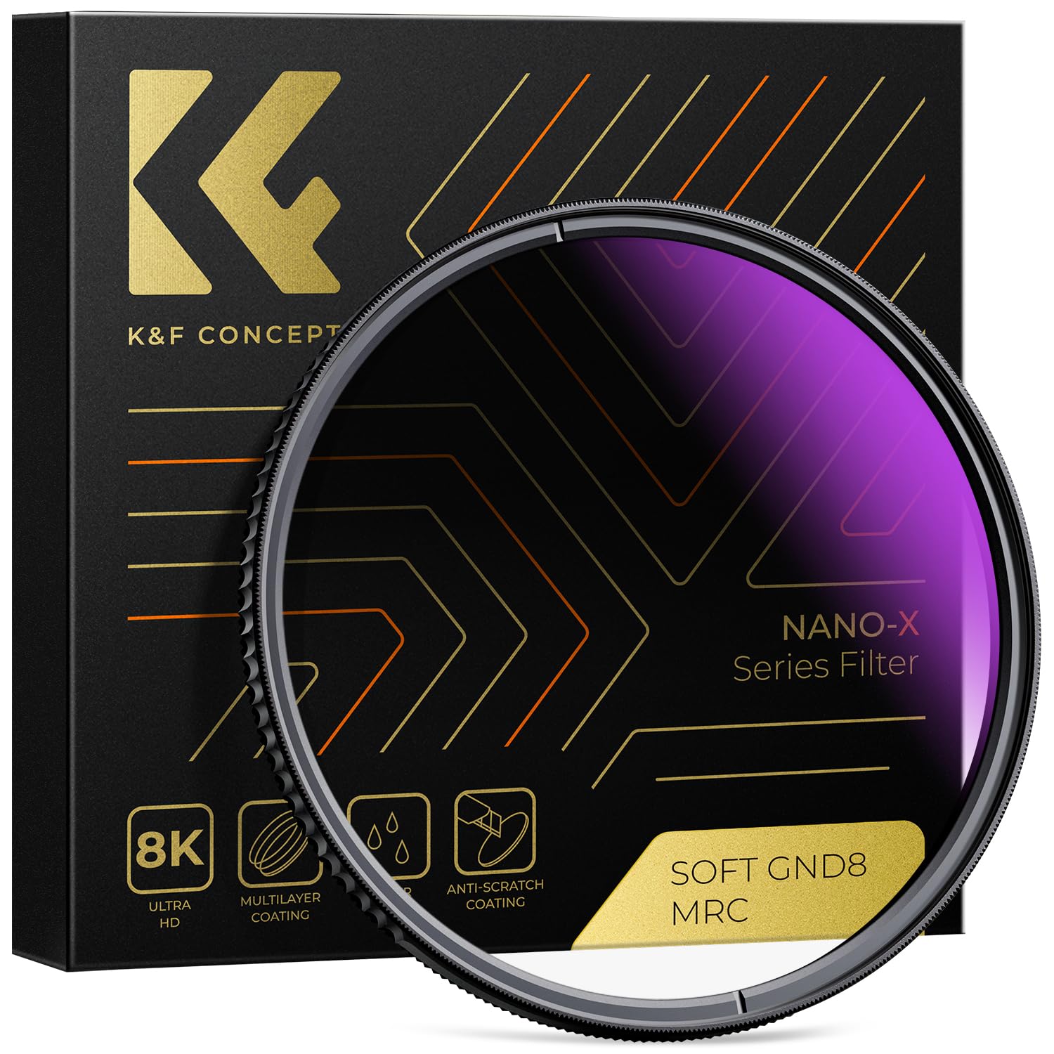 K&F Concept 67Mm Soft Gnd8 (3 Stop) Lens Filter Soft Graduated Neutral Density Filter With 28 Multi Layer Coatings For Camera Lens (Nano X Series)