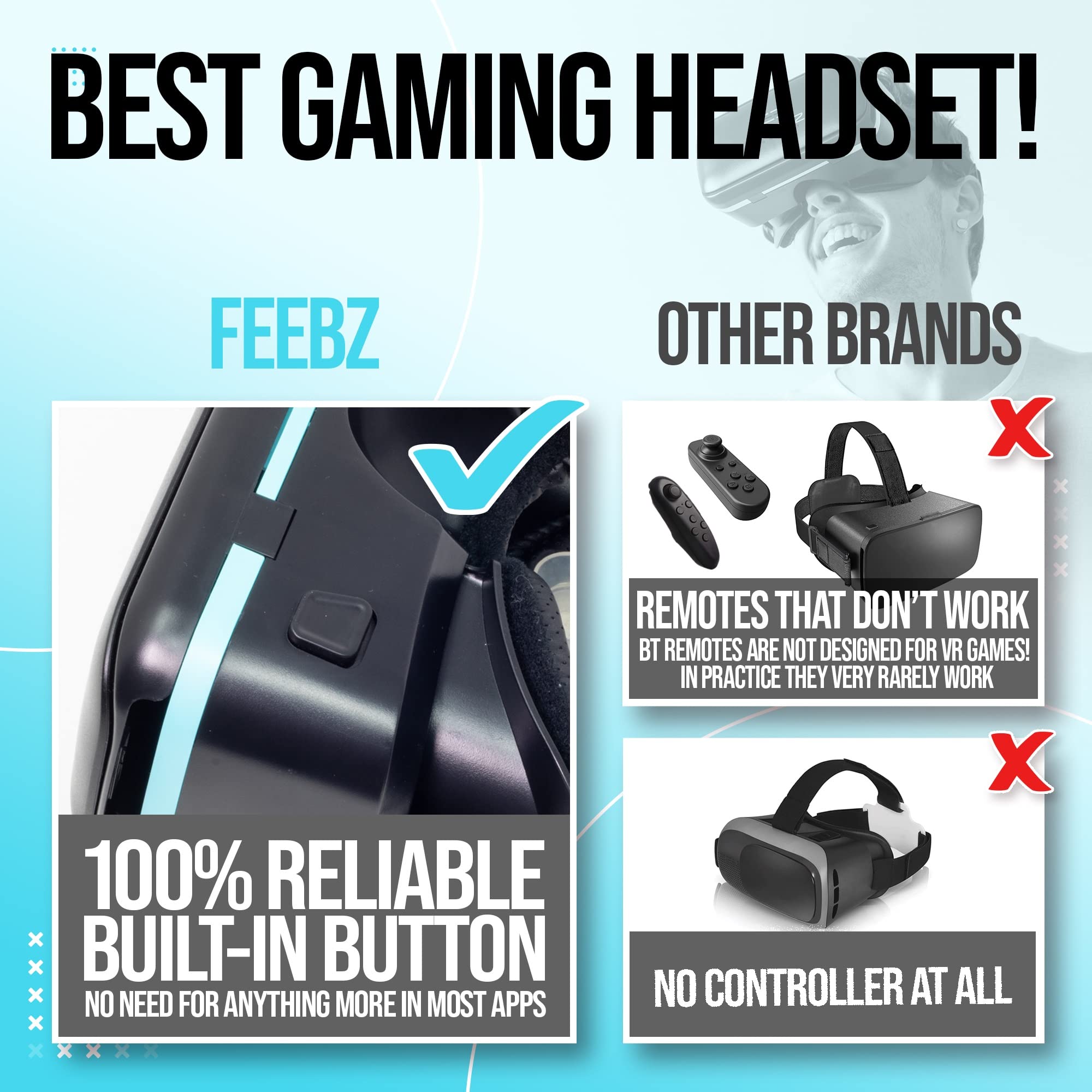 Vr Headset Compatible With Iphone & Android   With Built In Action Button  Virtual Reality Goggles For 47A 65A Cell Phone   Best