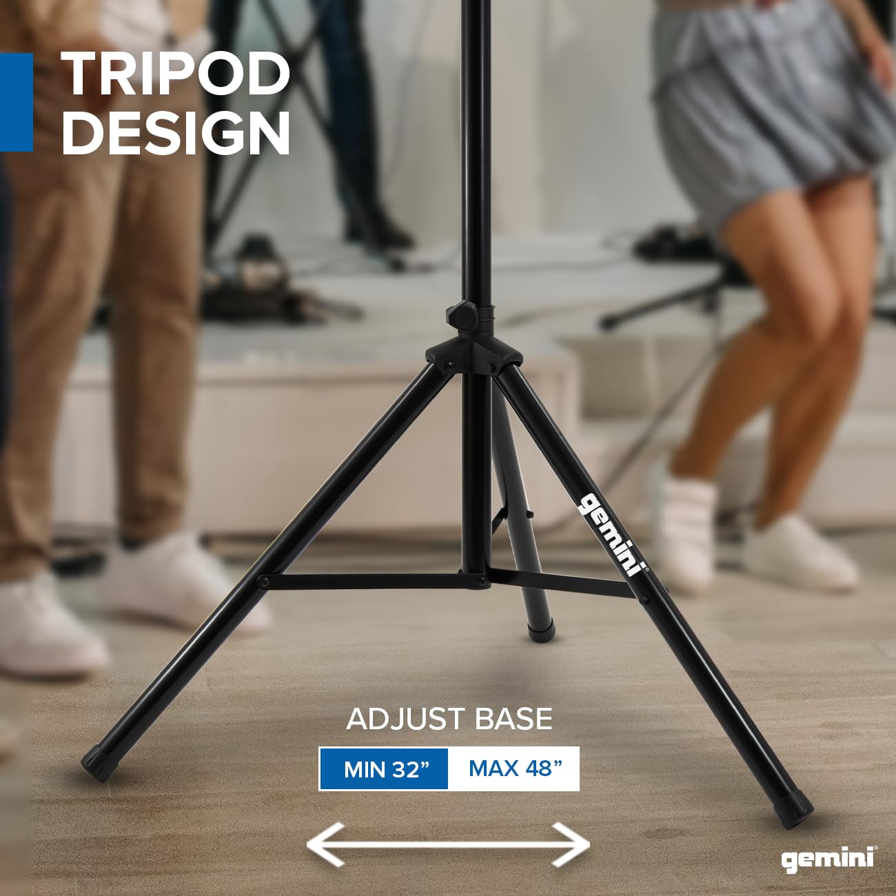 Gemini Sound St-04 Heavy Duty Professional Audio Universal Dj Foldable Collapsible Telescoping Tripod Pa Speaker Stands, Adjusta