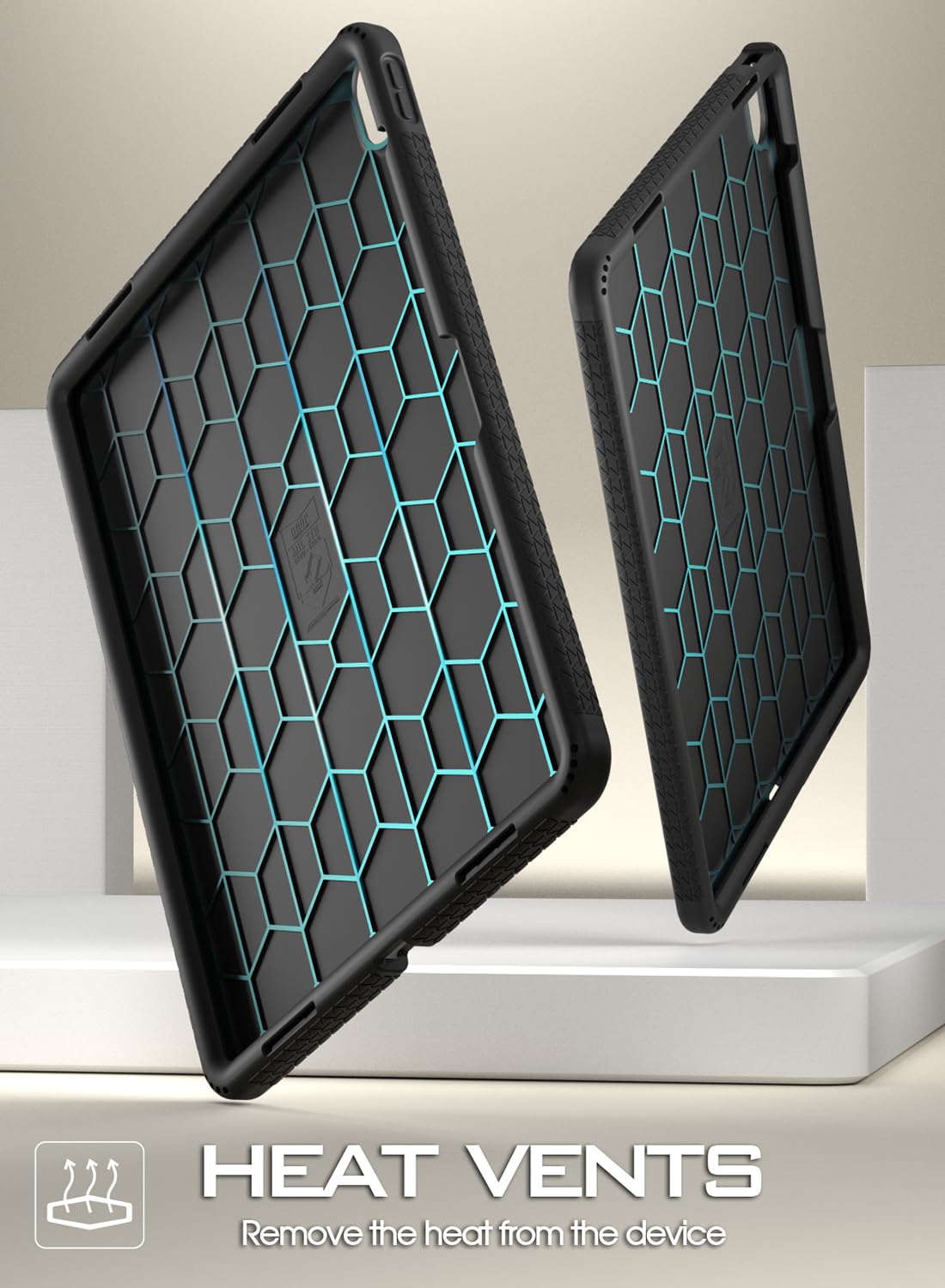 Poetic Turtleskin Series Designed For Ipad Air 13 (2025/2024) Case, Heavy Duty Shockproof Kids Friendly Silicone Protection Cover, Black