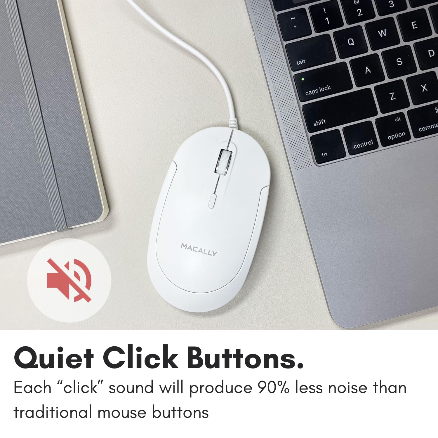 Macally Wired Usb C Mouse For Mac And Pc - Slim, Quiet, And Reliable - 3 Button Layout, Scroll Wheel, And 4 Dpi Mode (800/1200/1