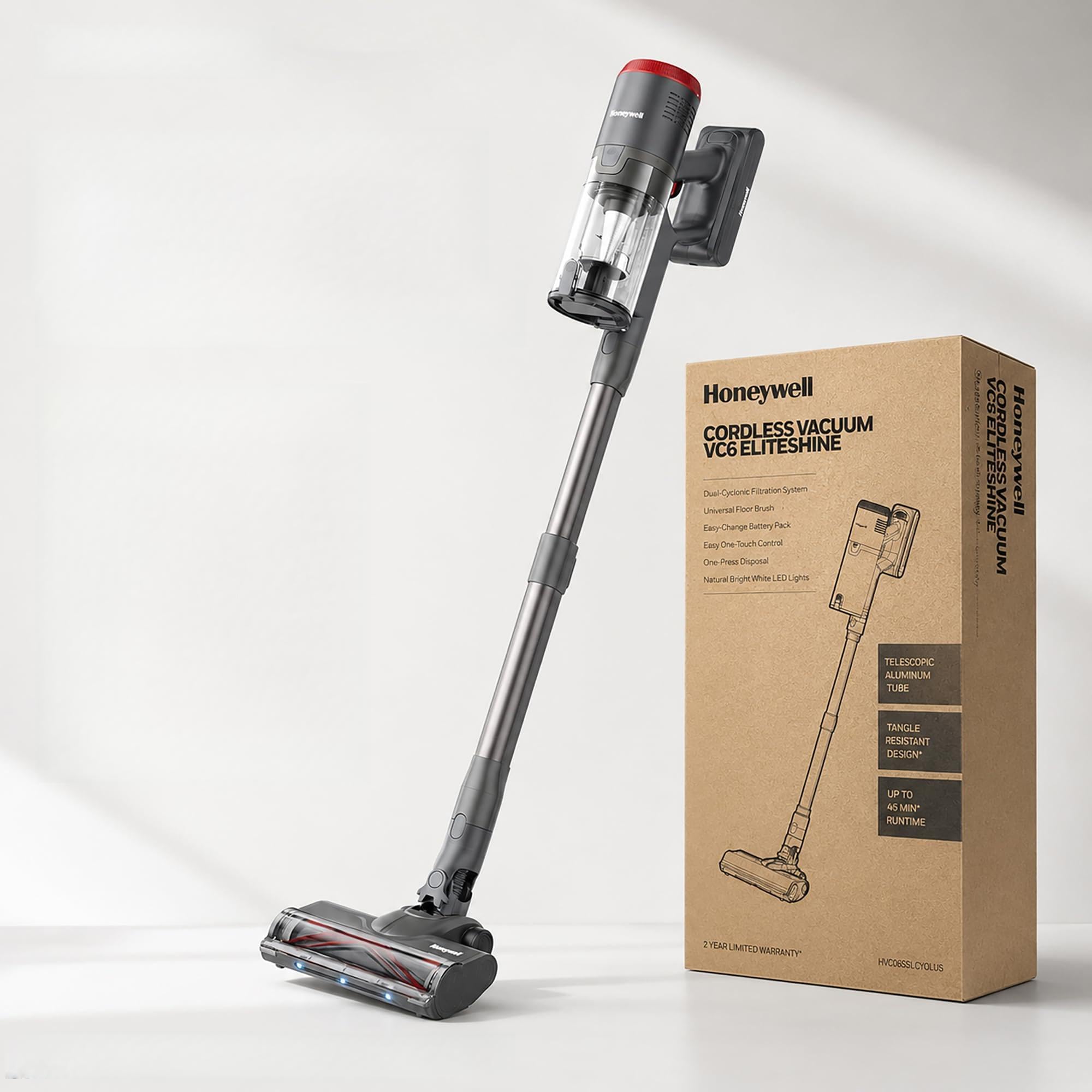 Honeywell Dual Mode Cordless Vacuum Cleaner, Brushless Stick Vacuum Cleaner for Carpet and Hard Floor w/Powerful Suction, Free-S