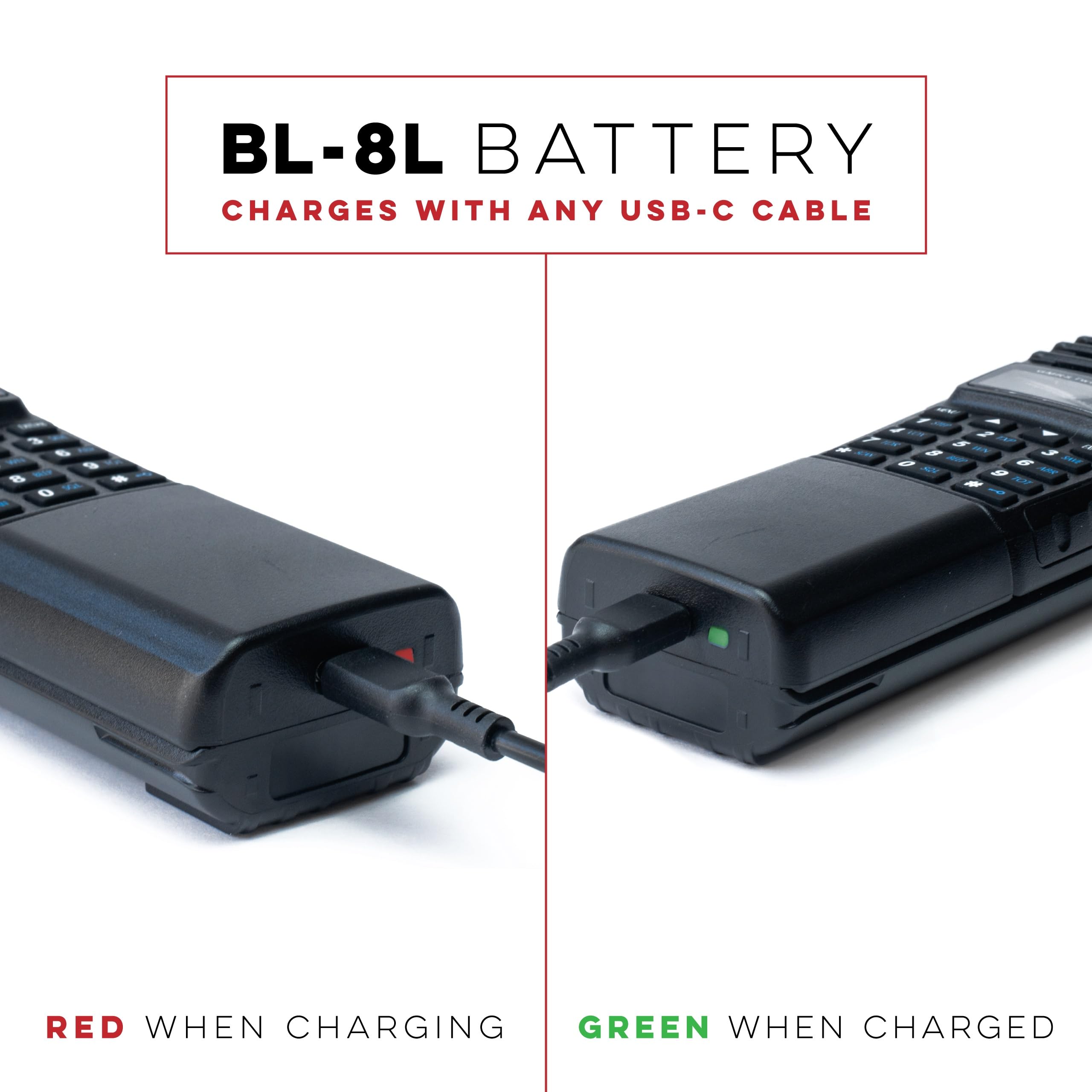 Btech Bl-8L 3600Mah Li-Ion Usb-C Charging Oem Replacement Battery Pack For Baofeng & Btech Uv-82 Series Radios, Compatible With