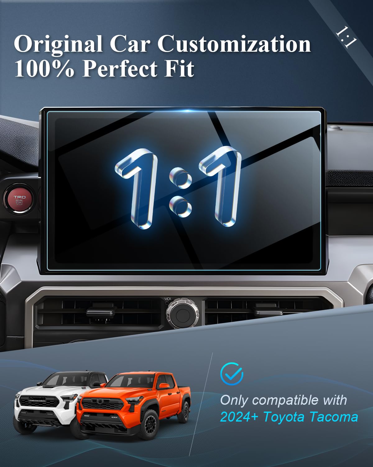 Bibibo Compatible With 2024 Toyota Tacoma Screen Protector 2024 Toyota Tacoma Limited /Trailhunter/Trd Pro 14'' Tempered Glass P