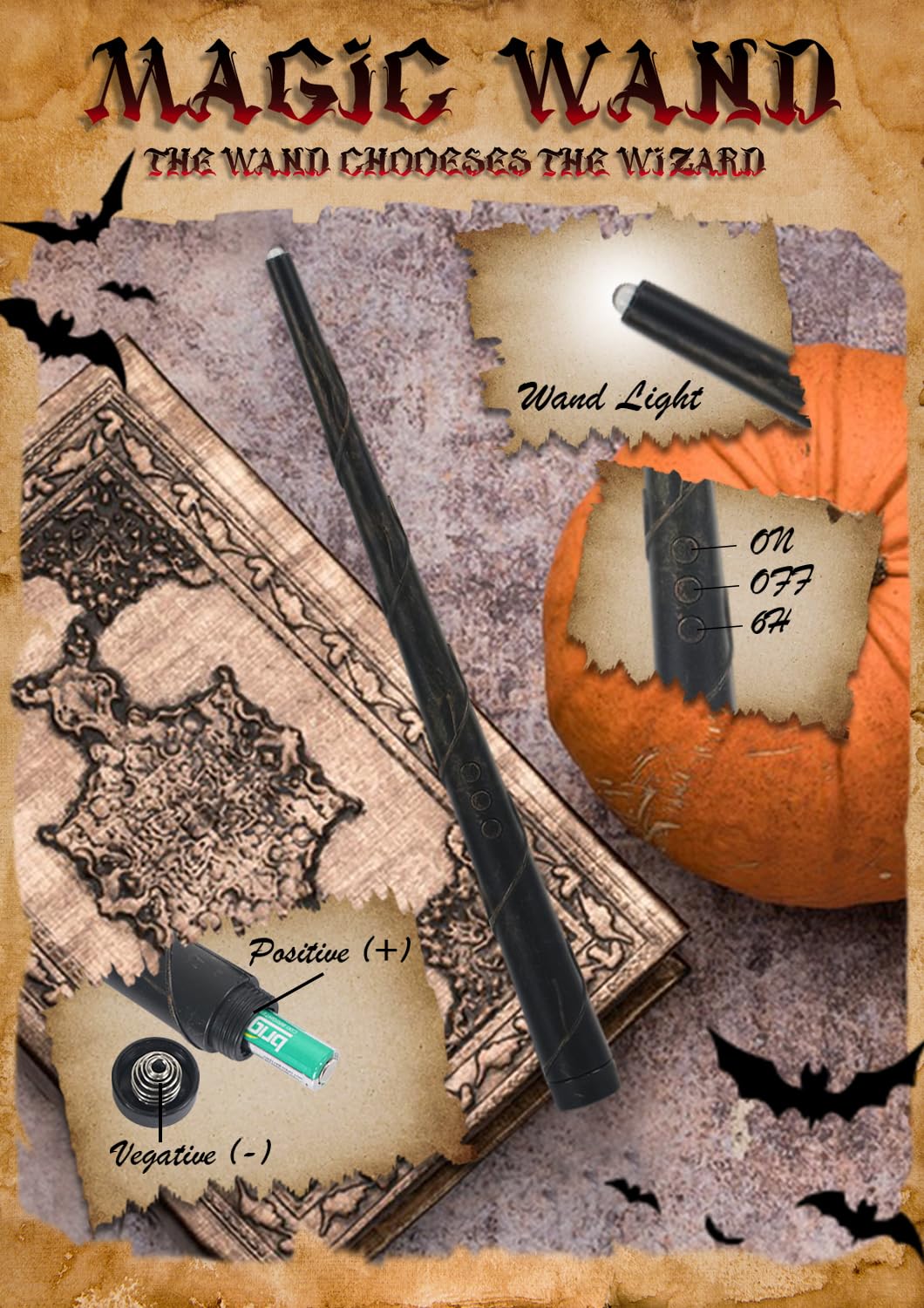 Lasumora 22 Pcs Floating Candles With Wand Remote, Halloween Decorations Floating Led Taper Candles, Flickering Flameless Hangin