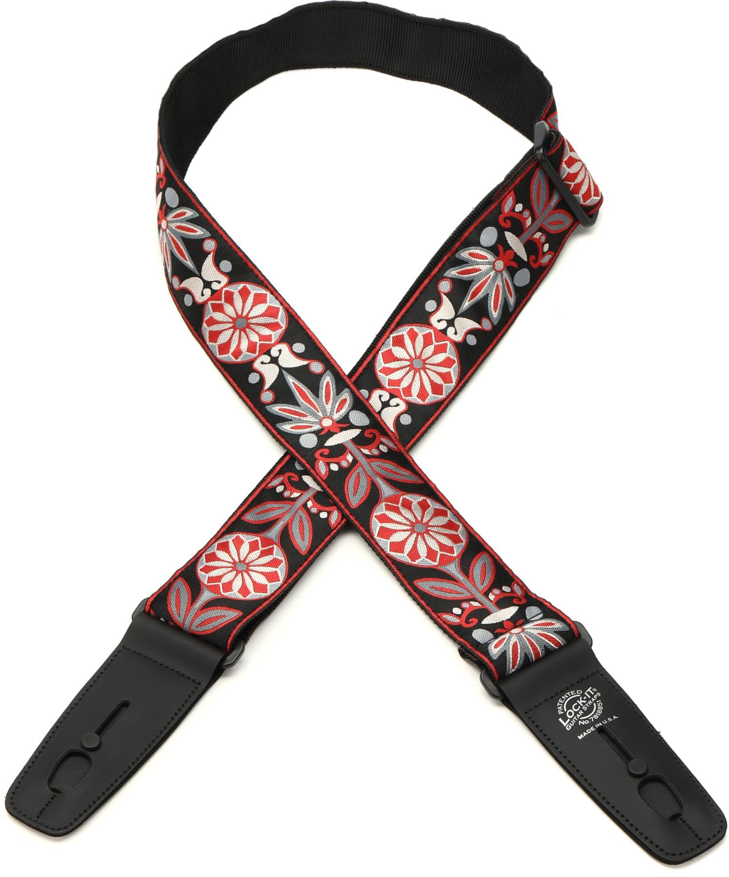 LOCK-IT Art Deco floral jacquard black/red