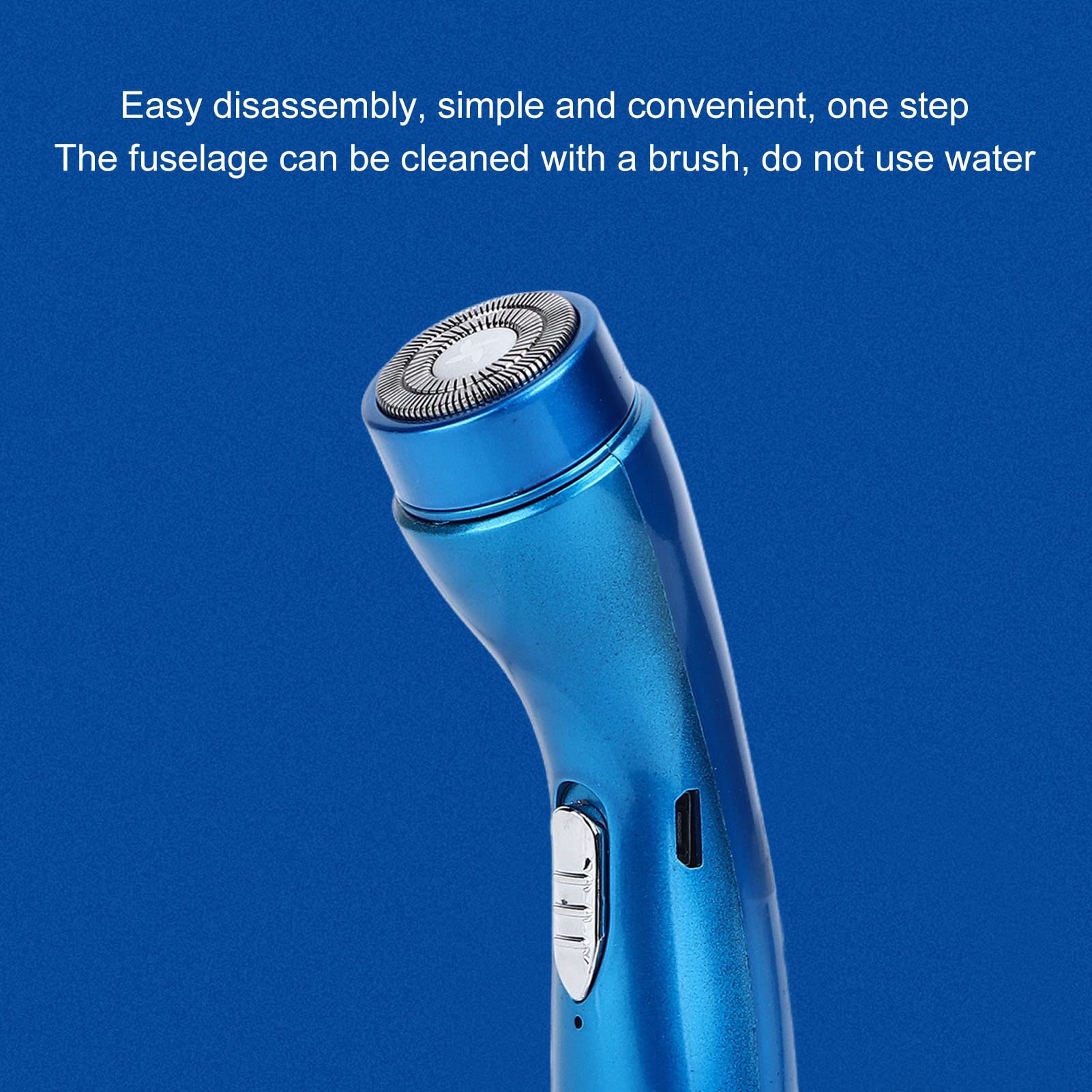 Electric Razor, Quiet High Speed Rotate Head Head Shaver For Home For Car (Blue)