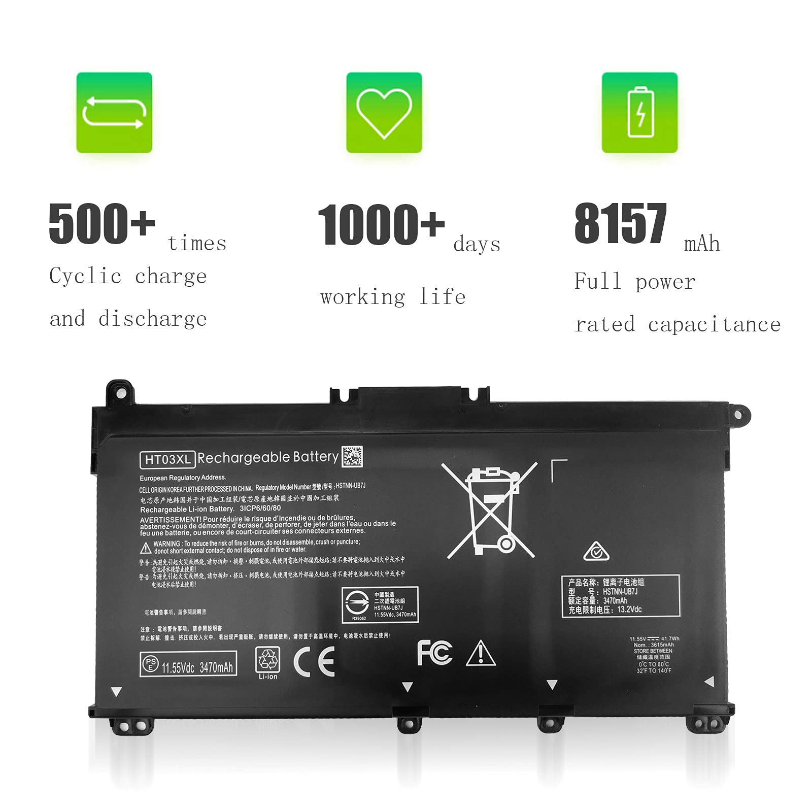 Ht03Xl Battery For Hp Pavilion 15 Cs 15 Da 15 Db 17 Ca 17 By 15 Cs0053Cl 15 Cs1063Cl 15 Da012Dx 15 Da1005Dx 15 Db0011Dx 17 Ca001