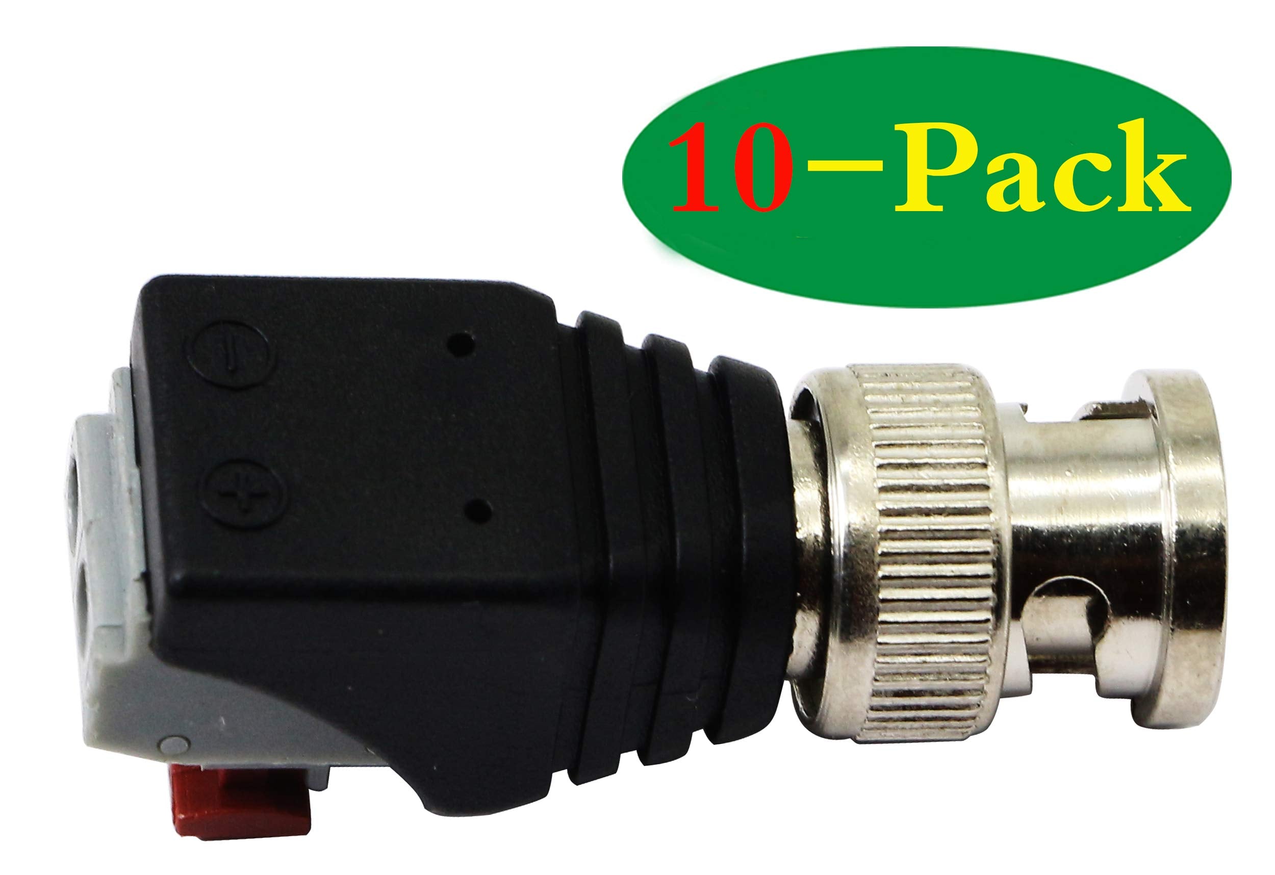 Zdycgtime Bnc Video Baluns Adapter Bnc Male Plug To 2 Pin/Way Screw Terminal Video Audio Spring Press Type Balun With Solderless