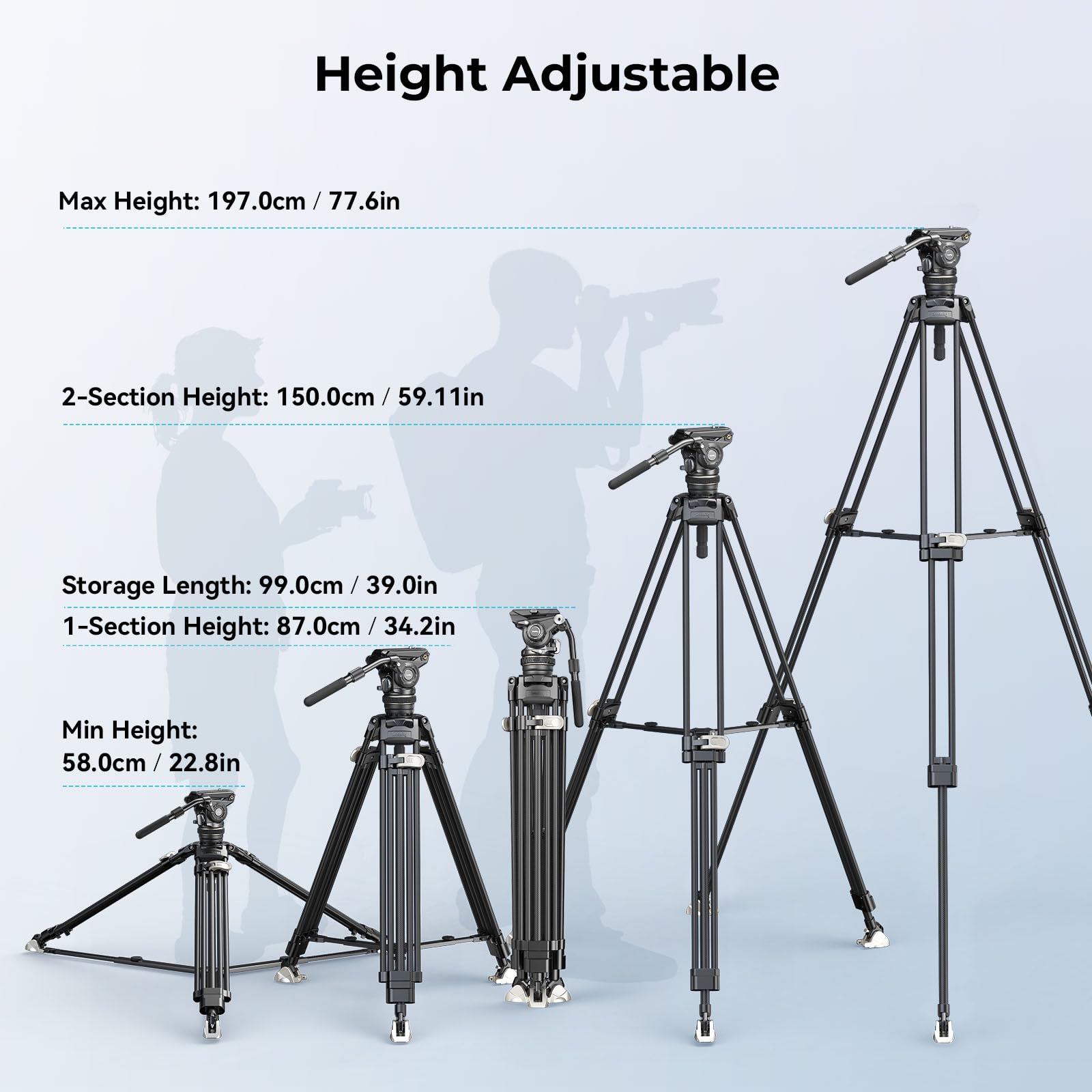 Smallrig Ad-120 Freeblazer Counterbalance Carbon Fiber Video Tripod Kit, 77 Video Tripod With 6-Step Counterbalance, Adjust Step