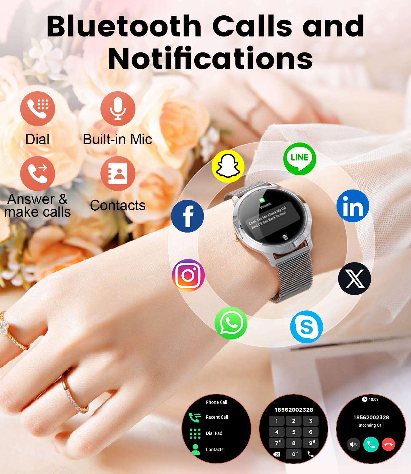 Dremac Smart Watch(Make Call/Thin),1.32 ' ' Amoled Curved Display For Android Iphone,Smart Watches For Women With Heart Rate Mon