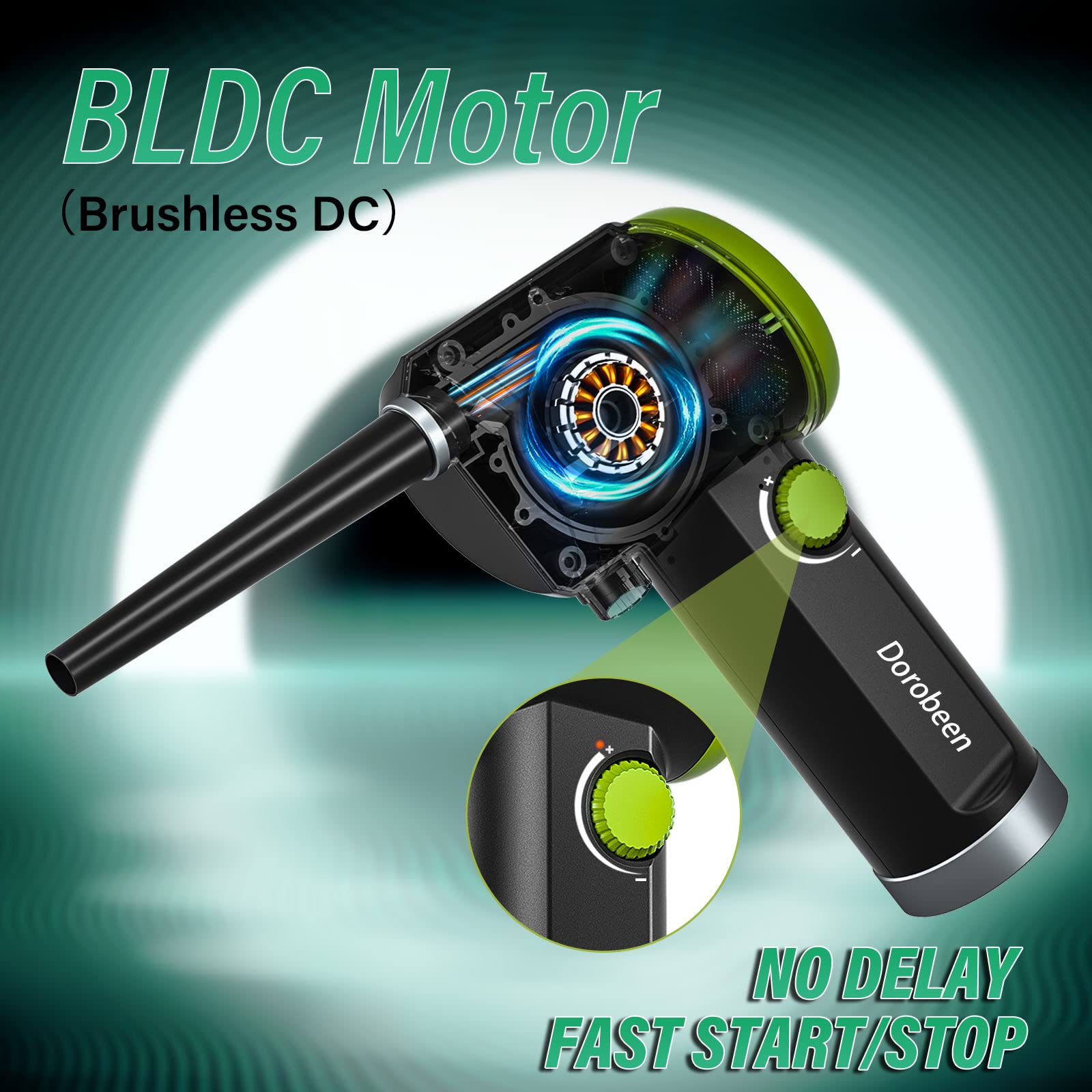 Dorobeen Compressed Air Duster, Cordless Handheld Air Blower, Stepless Speed, 41000Rpm, Portable Rechargeable Built In Battery,
