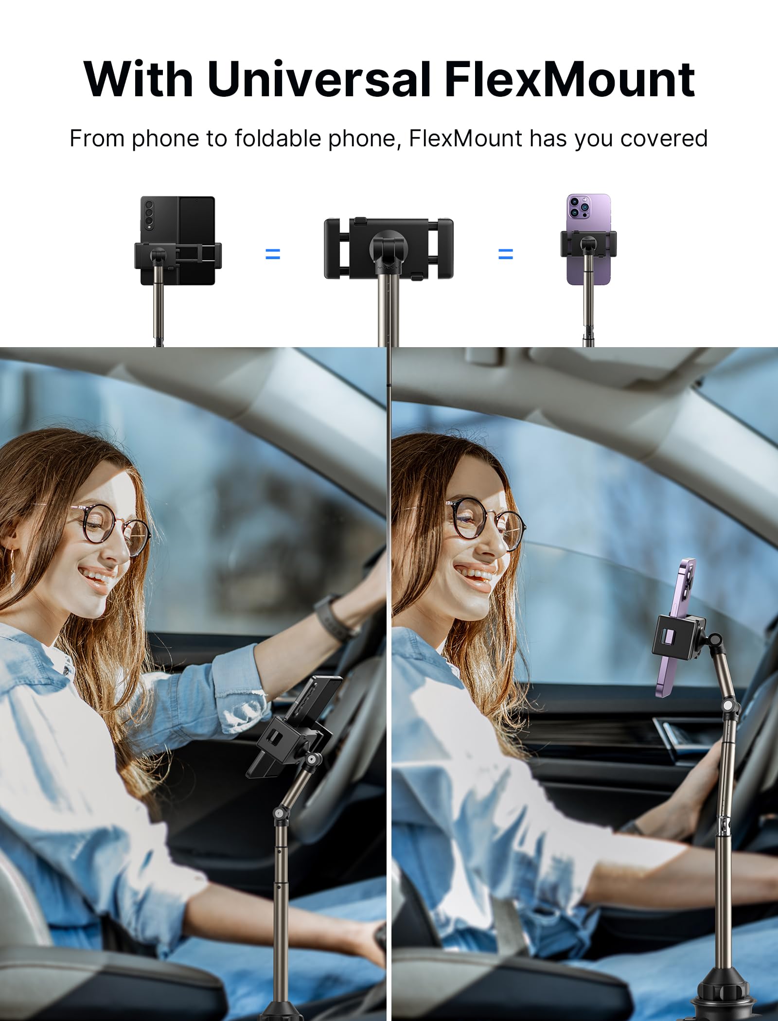 Jsaux Cup Holder Universal Mount For Foldable Phone, Car Truck Cradle Compatible With Ipad Mini, Samsung Galaxy Z Fold 6/5/4, Pi