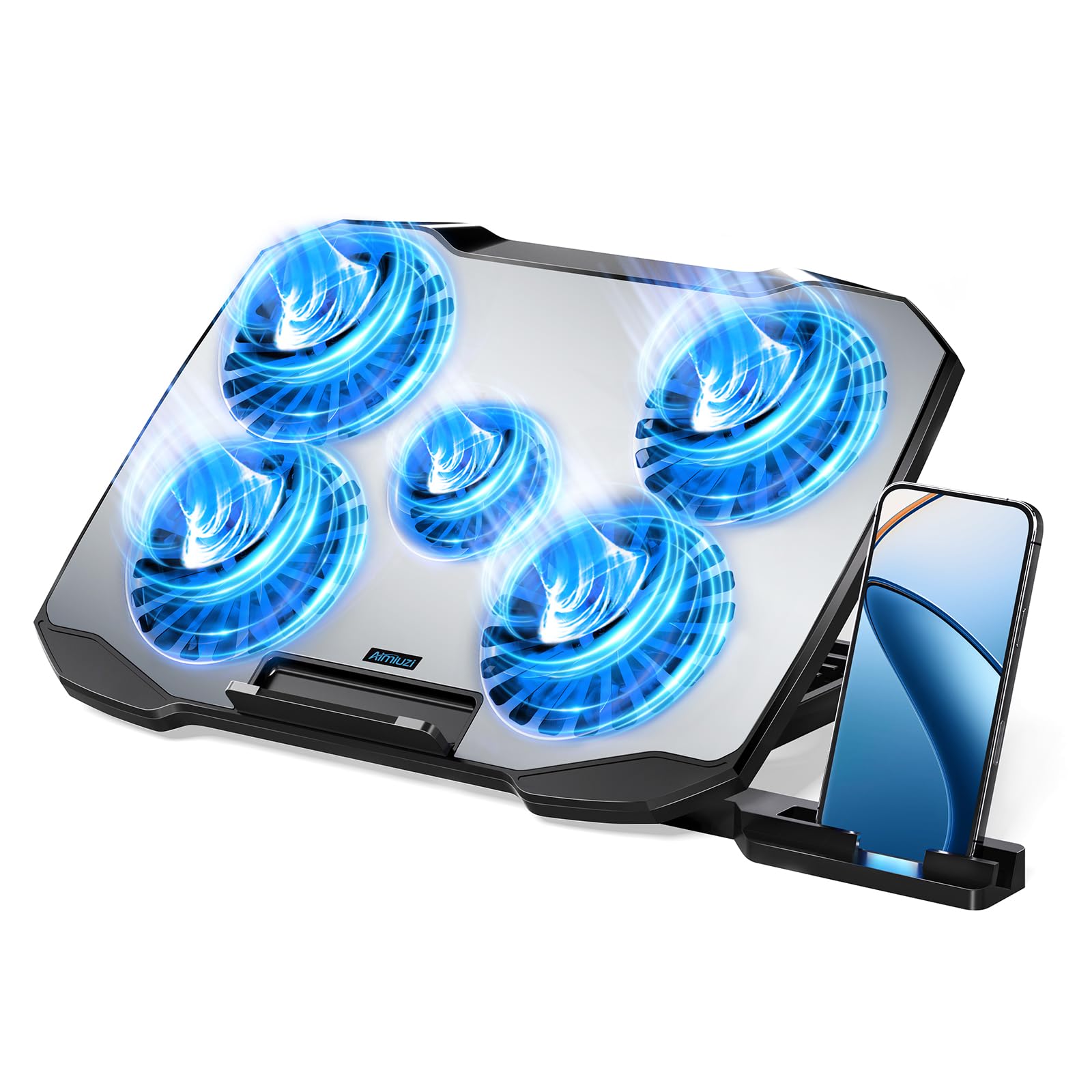Aimiuzi Laptop Cooling Pad,Gaming Laptop Cooler With 5 Quiet Fans For 12 15.6 Inch,Laptop Cooling Stand With 5 Height Adjustable