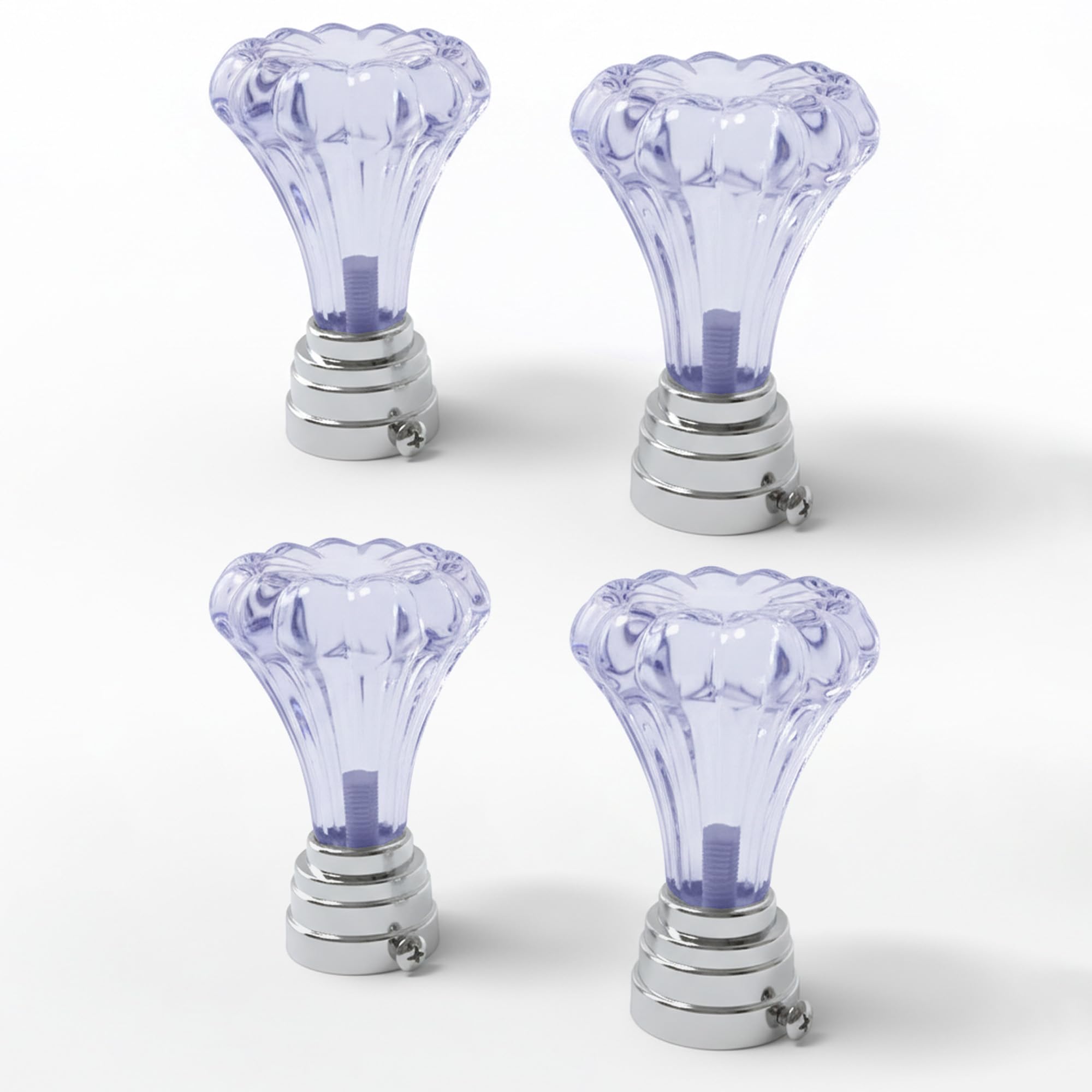 Atlantic Curtain Rod Finials Set Of 4  Flower Style Decorative Textured Resin Finials For Standard Drapery Rods, Amethyst Purpl