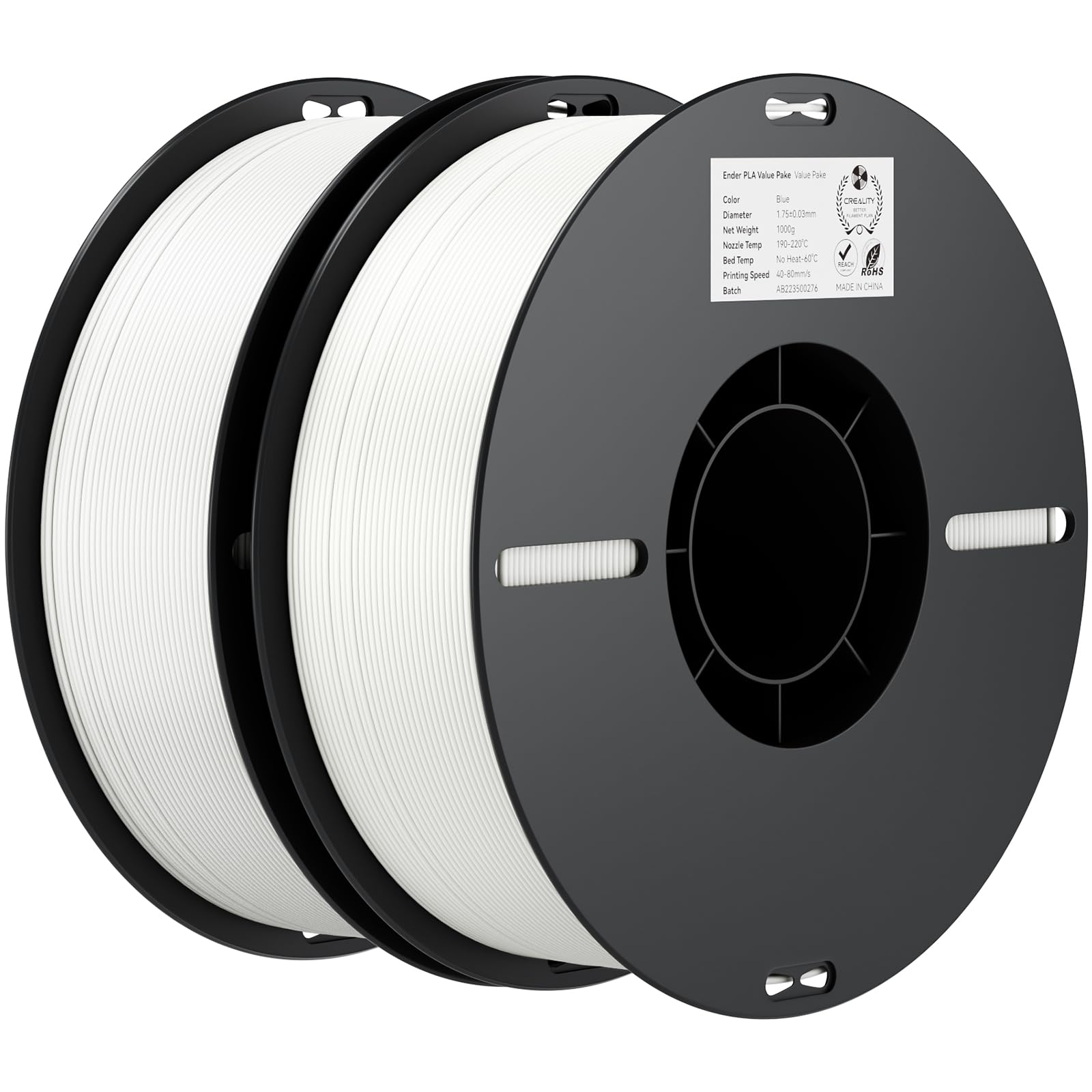 Creality PLA Filament 1.75mm Bundle 2KG, 3D Printer Filament Dimensional Accuracy +/- 0.02mm, No-Tangling Strong Bonding 3D Prin