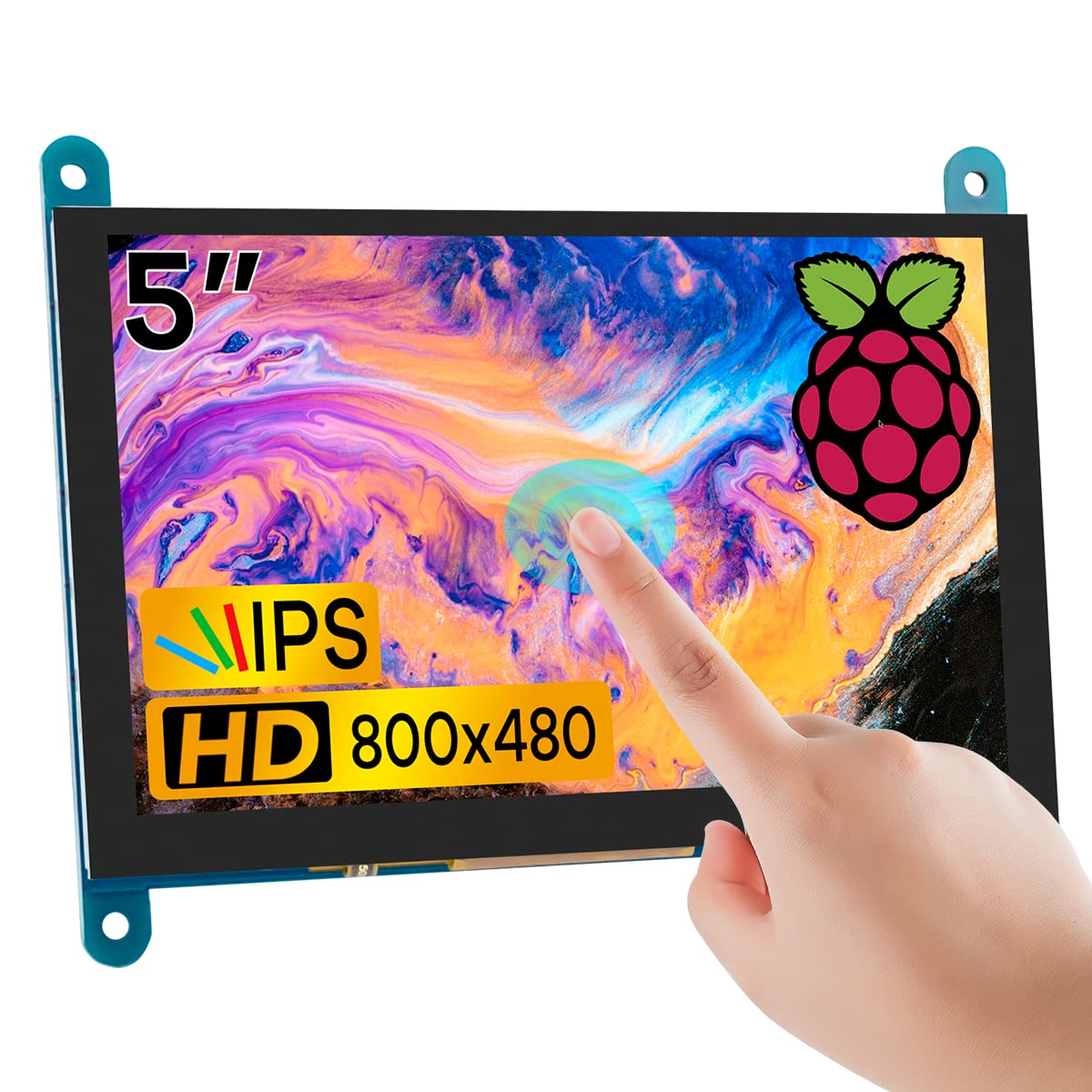 Hosyond 5 Inch Ips Lcd Touch Screen Display Panel 800  480 Capacitive Screen Hdmi Monitor For Raspberry Pi 5/4/3, Bb Black, Wind