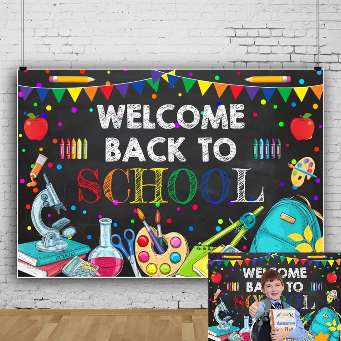 7X5Ft Welcome Back To School Backdrop Colorful Teachers Students Online Teaching Photo Background Vinyl First Of Day School Phot