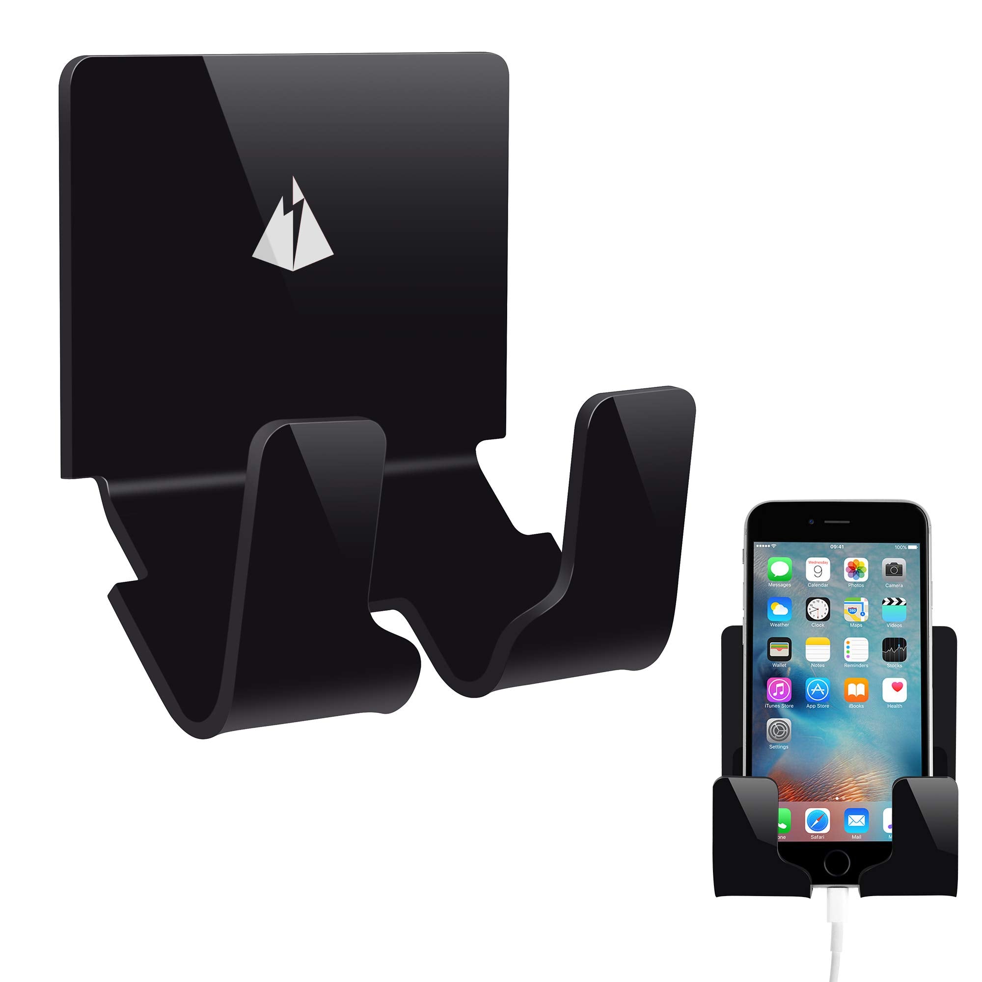 Txesign Adhesive Wall Phone Holder Mount For Smartphones Iphone External Battery Wall Holder Mount (Black)
