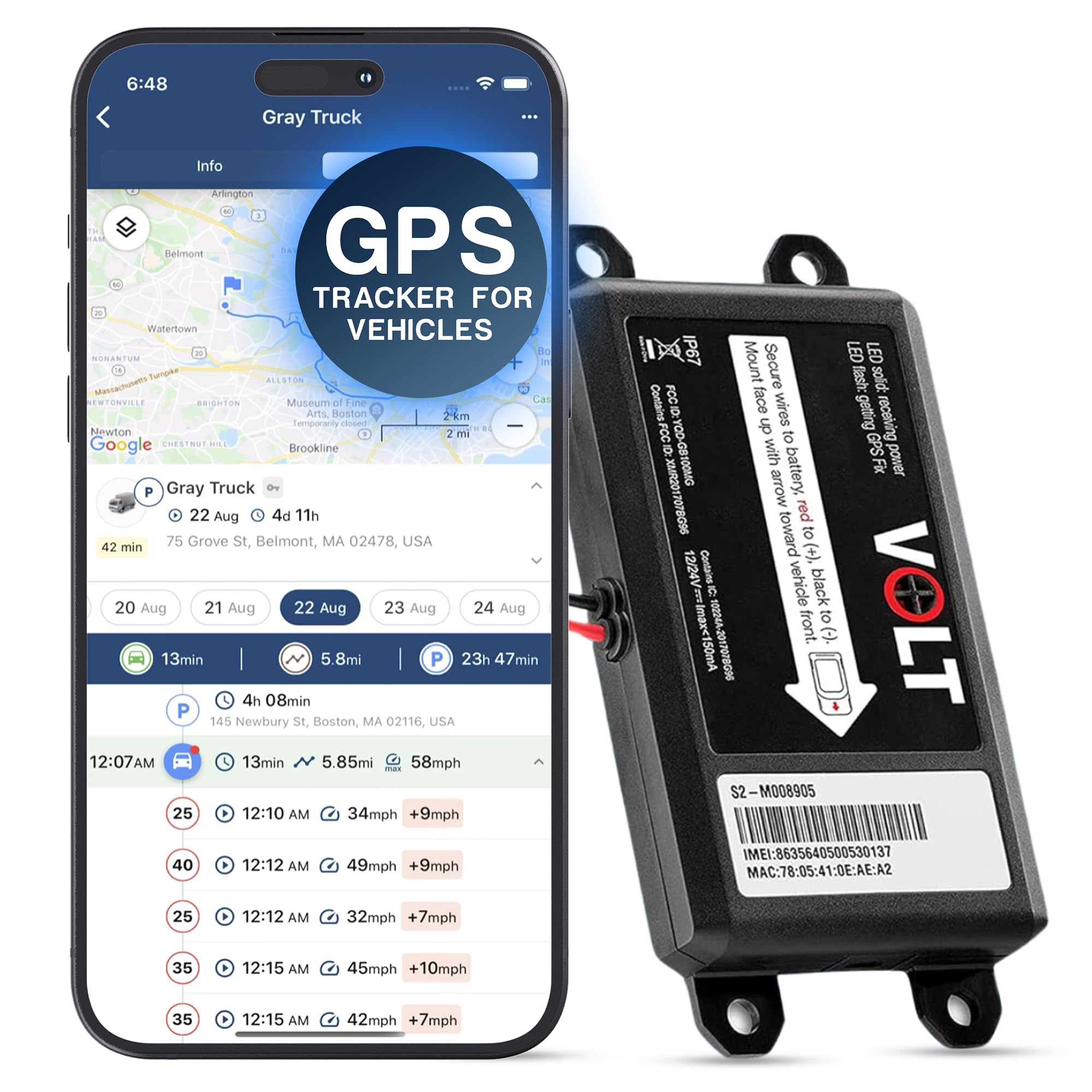 Brickhouse Gps Tracker For Vehicles   Livewire Volt 4G Lte Wired Car Tracker With Gps Tracking & Mapping   Enhance Security With Real Time 24/7 Surveillance   Easy Installation   Subscription Required