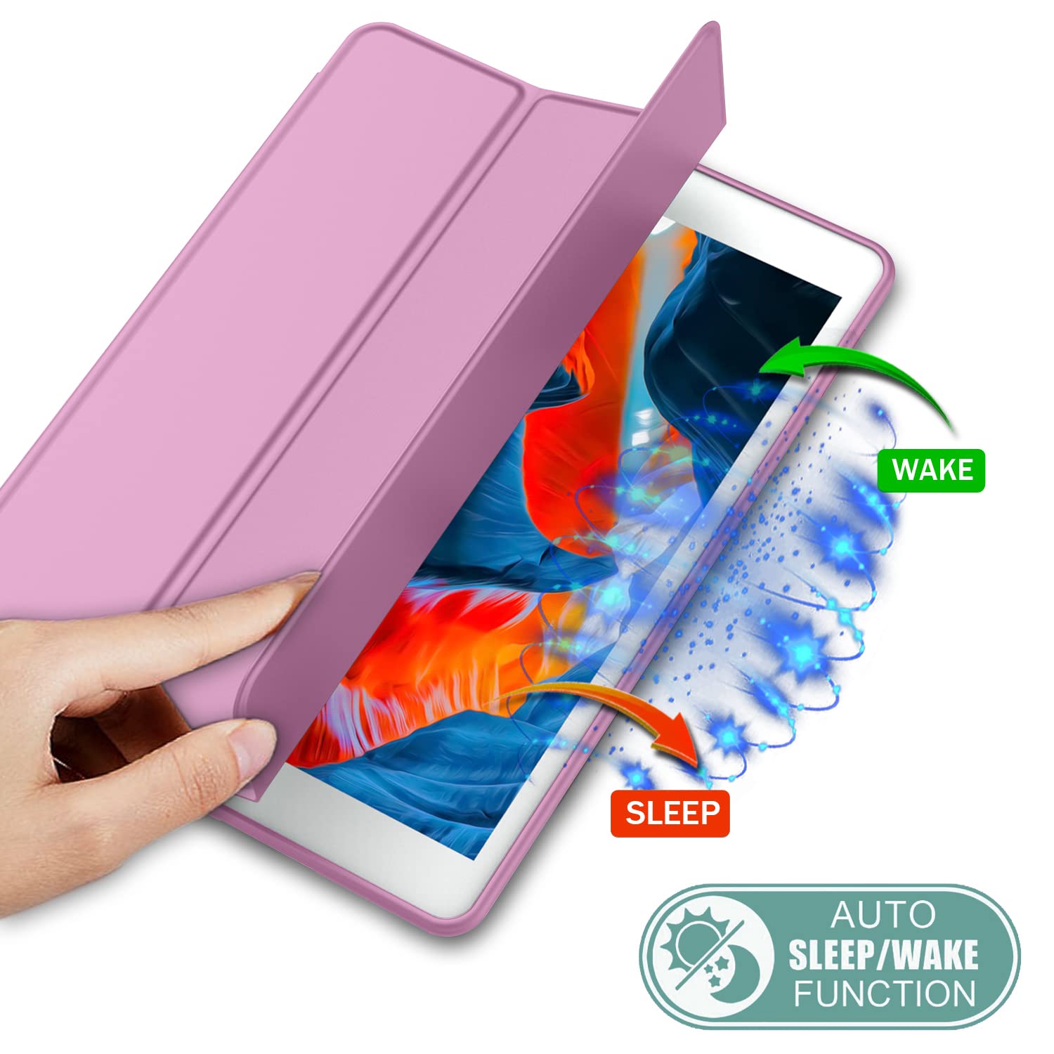 Imieet Ipad 9Th Generation Case 2021/Ipad 8Th Generation Case 2020 10.2 Inch With Pencil Holder, Ipad 7Th Gen 2019 Case With Soft Baby Skin Silicone Back, Auto Wake/Sleep Cover (Pastel Violet)