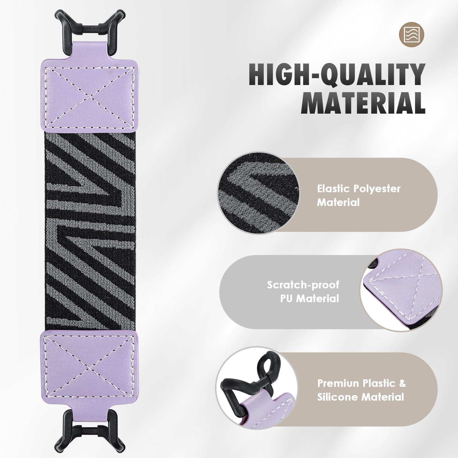 MoKo Security Hand Strap for 9 11 Inch Tablet, iPad/iPad Pro/iPad Air/Kindle Fire HD/Samsung, High Elasticity Versatile Hand Strap Lightweight Finger Grip Holder, Taro Purple