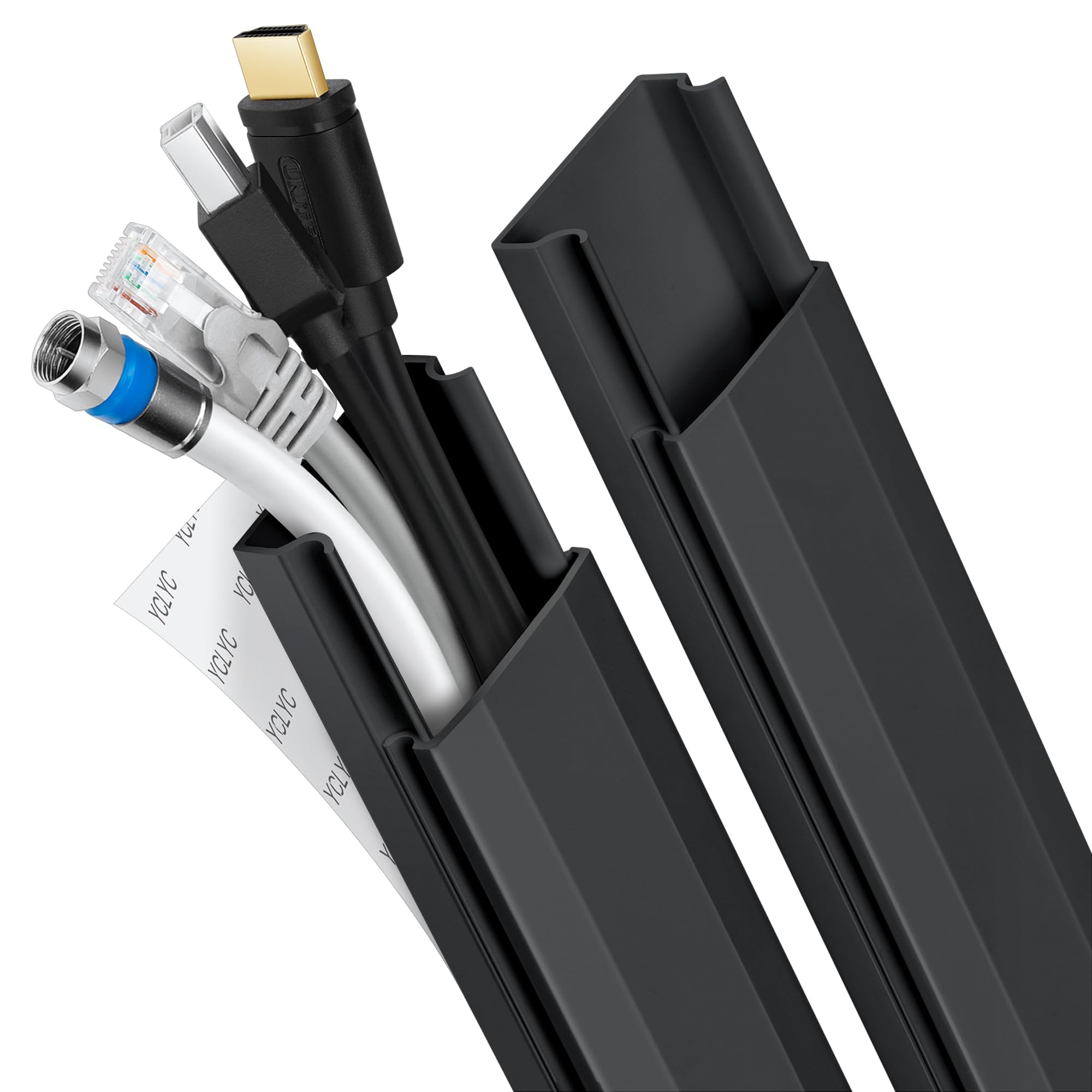 62.8In Tv Cable Hider   Cord Hider Cable Management Wall, Cable Raceway Black Wire Hider, Paintable Cable Concealer For Wall Mou